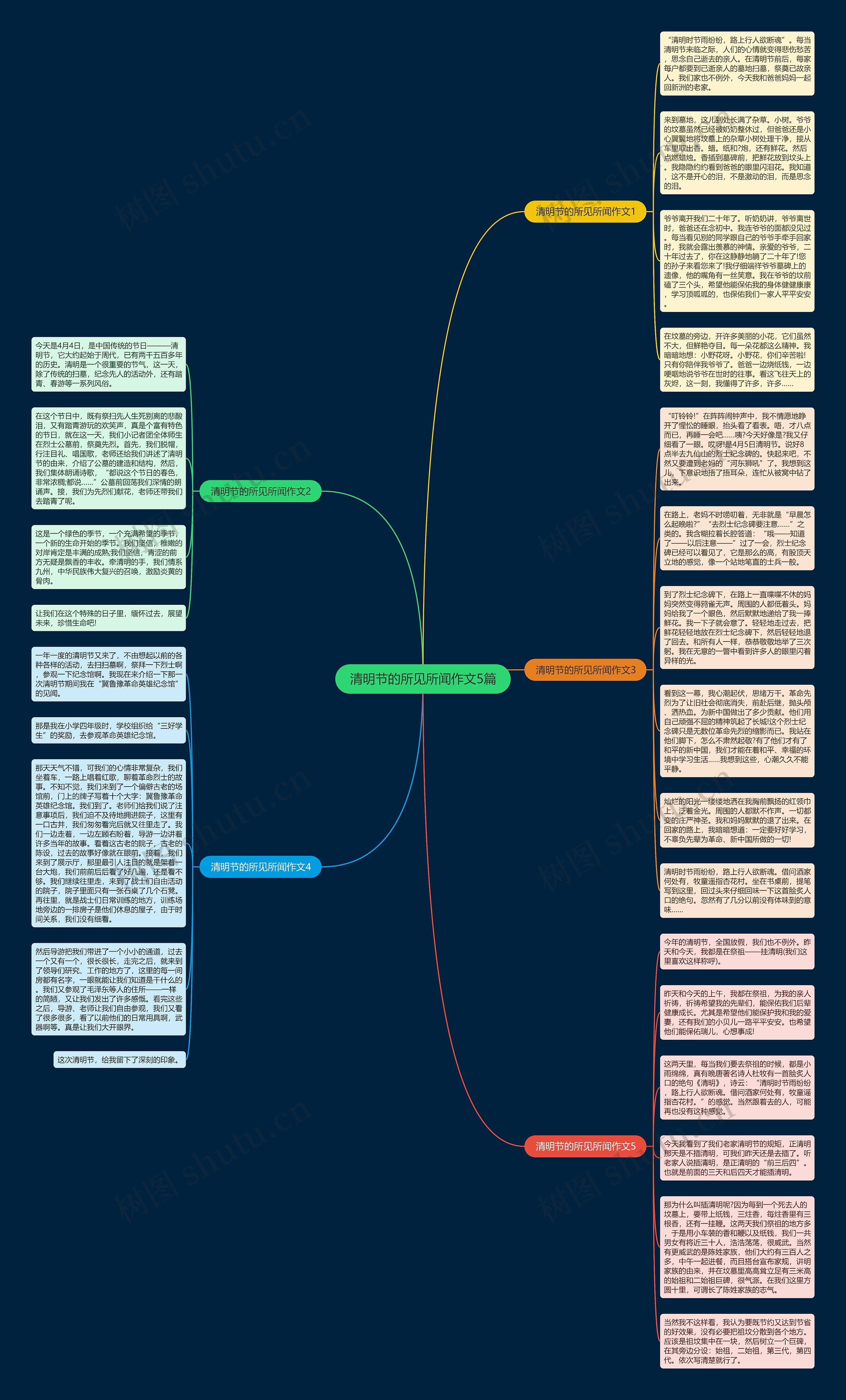 清明节的所见所闻作文5篇思维导图