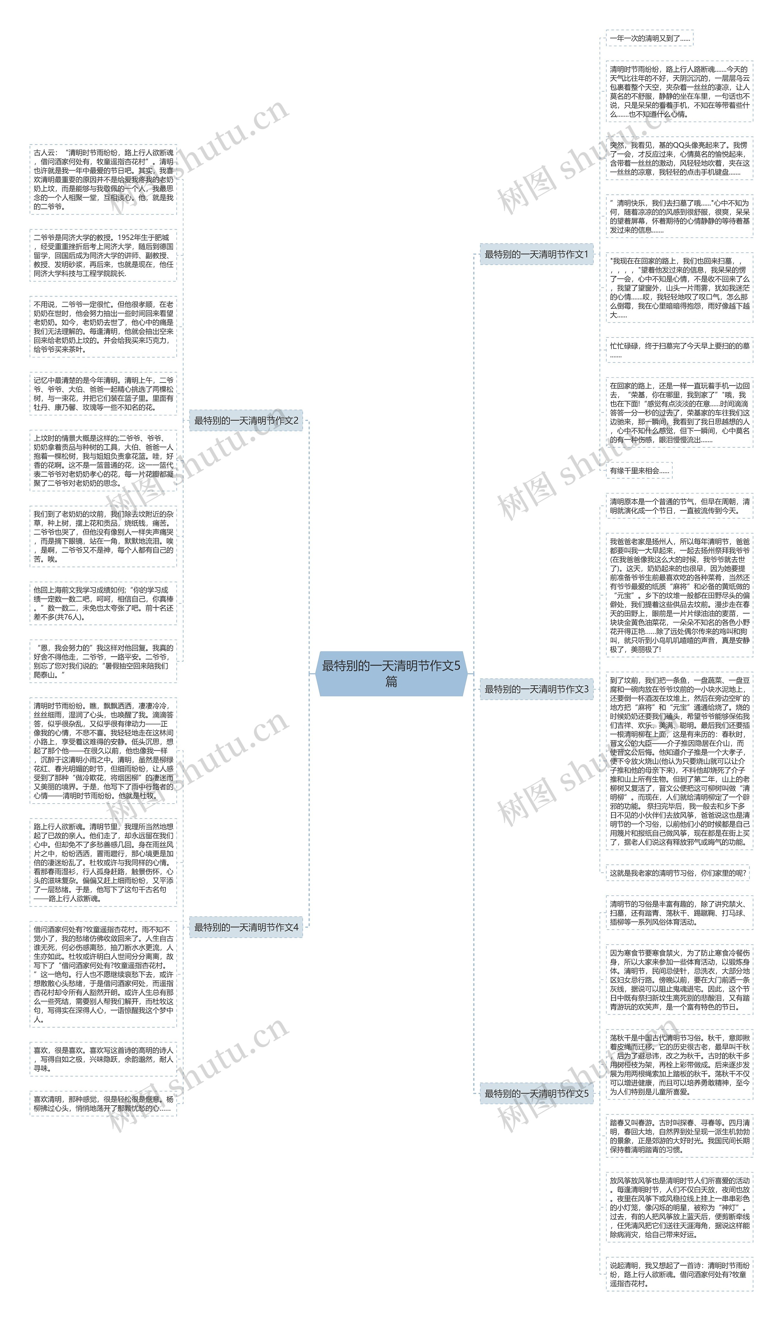 最特别的一天清明节作文5篇思维导图