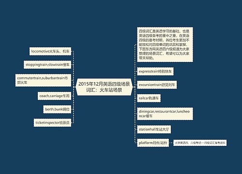 2015年12月英语四级场景词汇：火车站场景