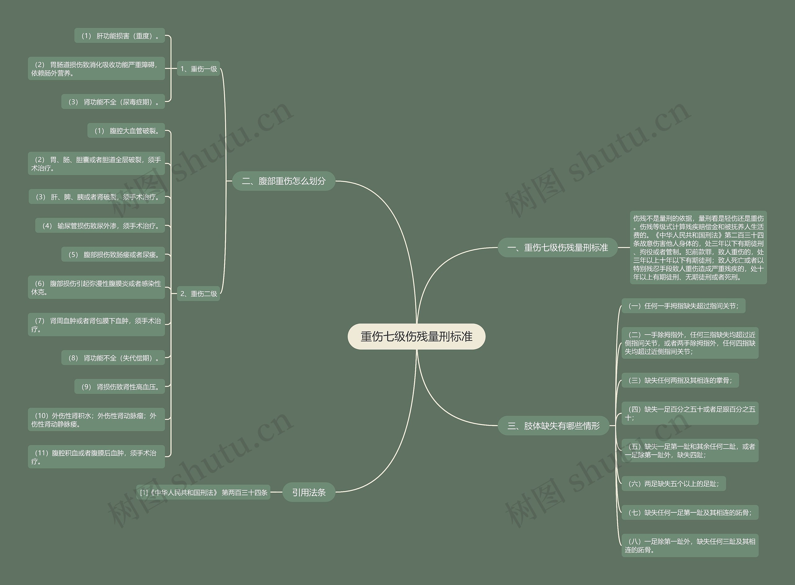 重伤七级伤残量刑标准思维导图