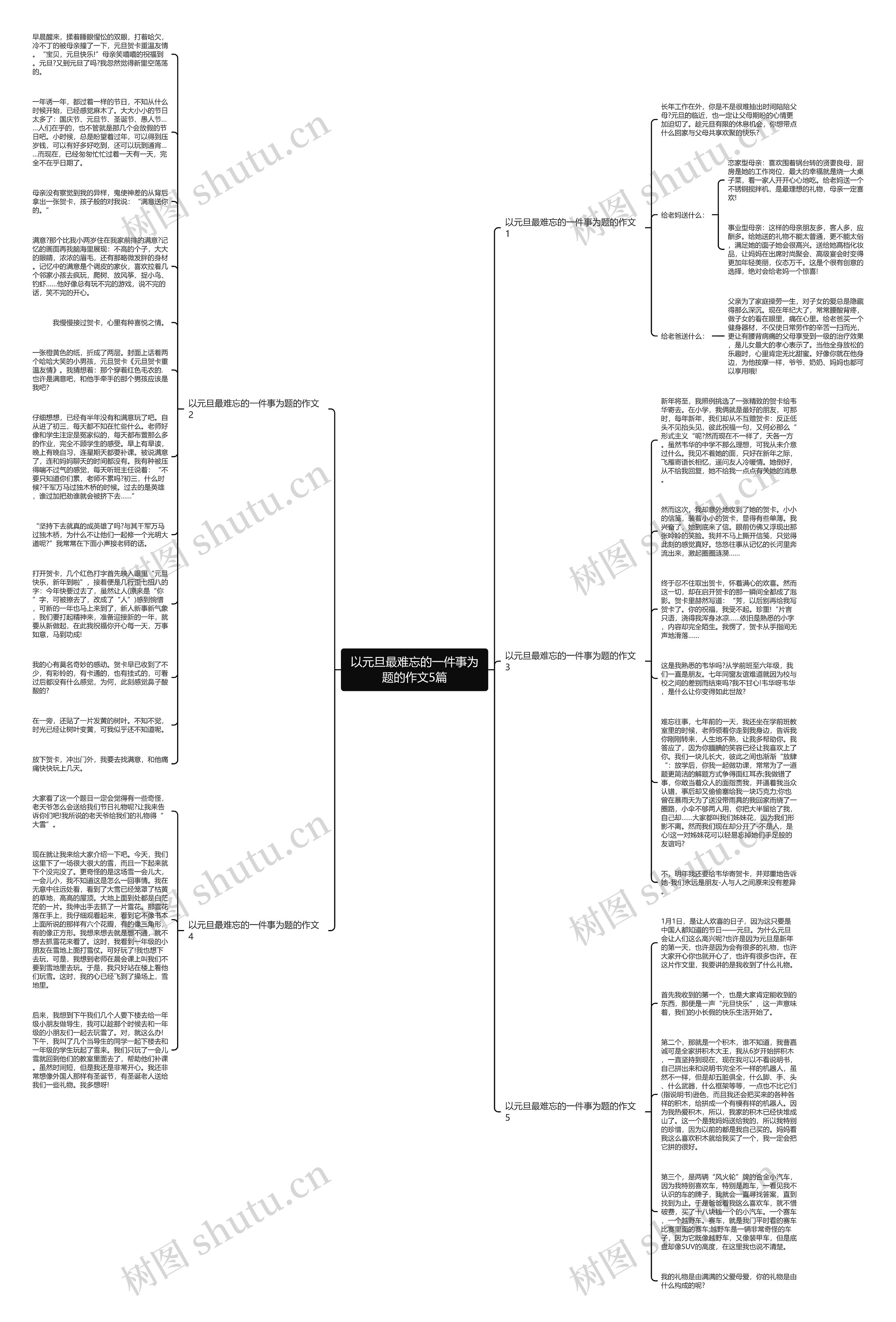 以元旦最难忘的一件事为题的作文5篇思维导图