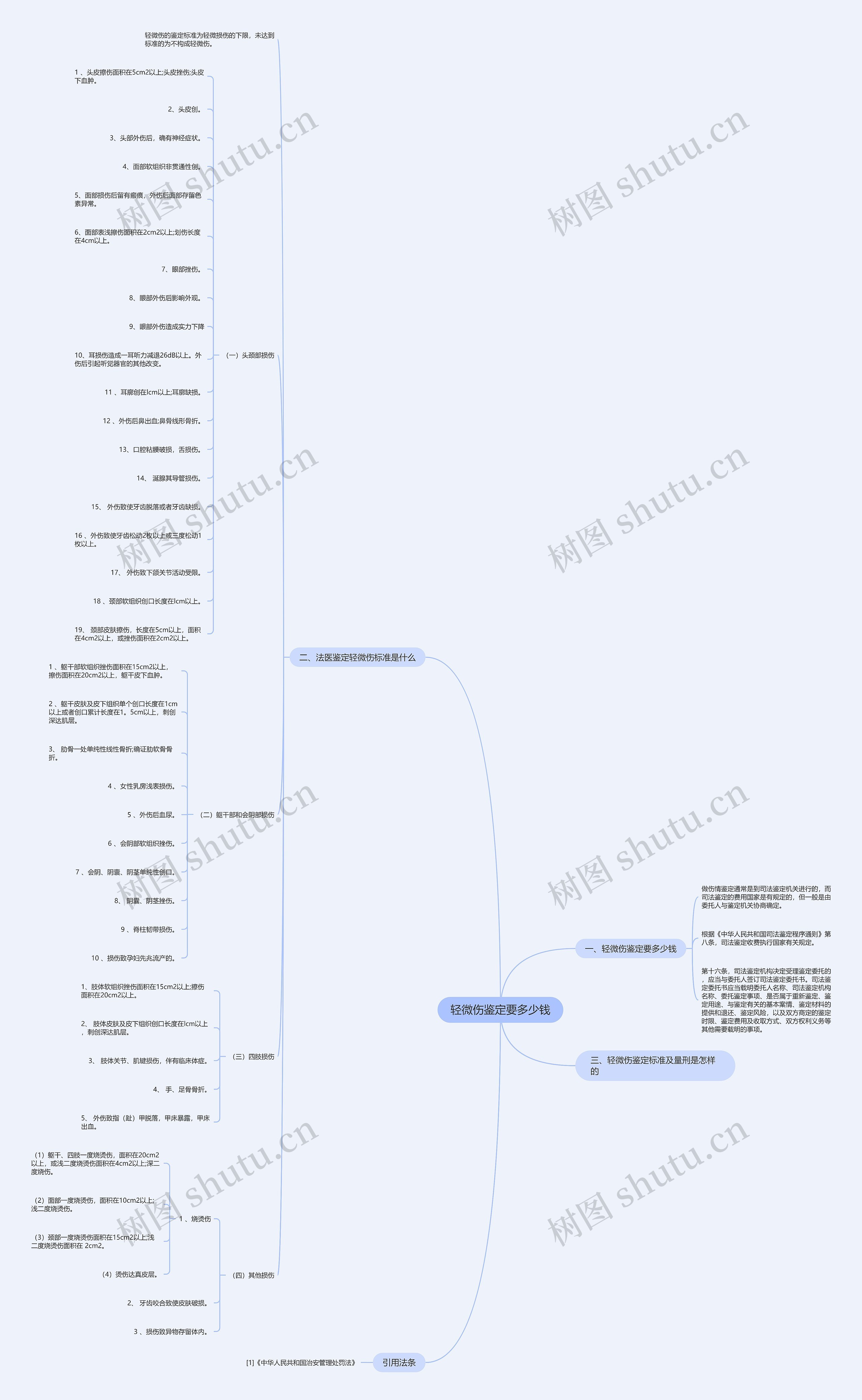 轻微伤鉴定要多少钱思维导图