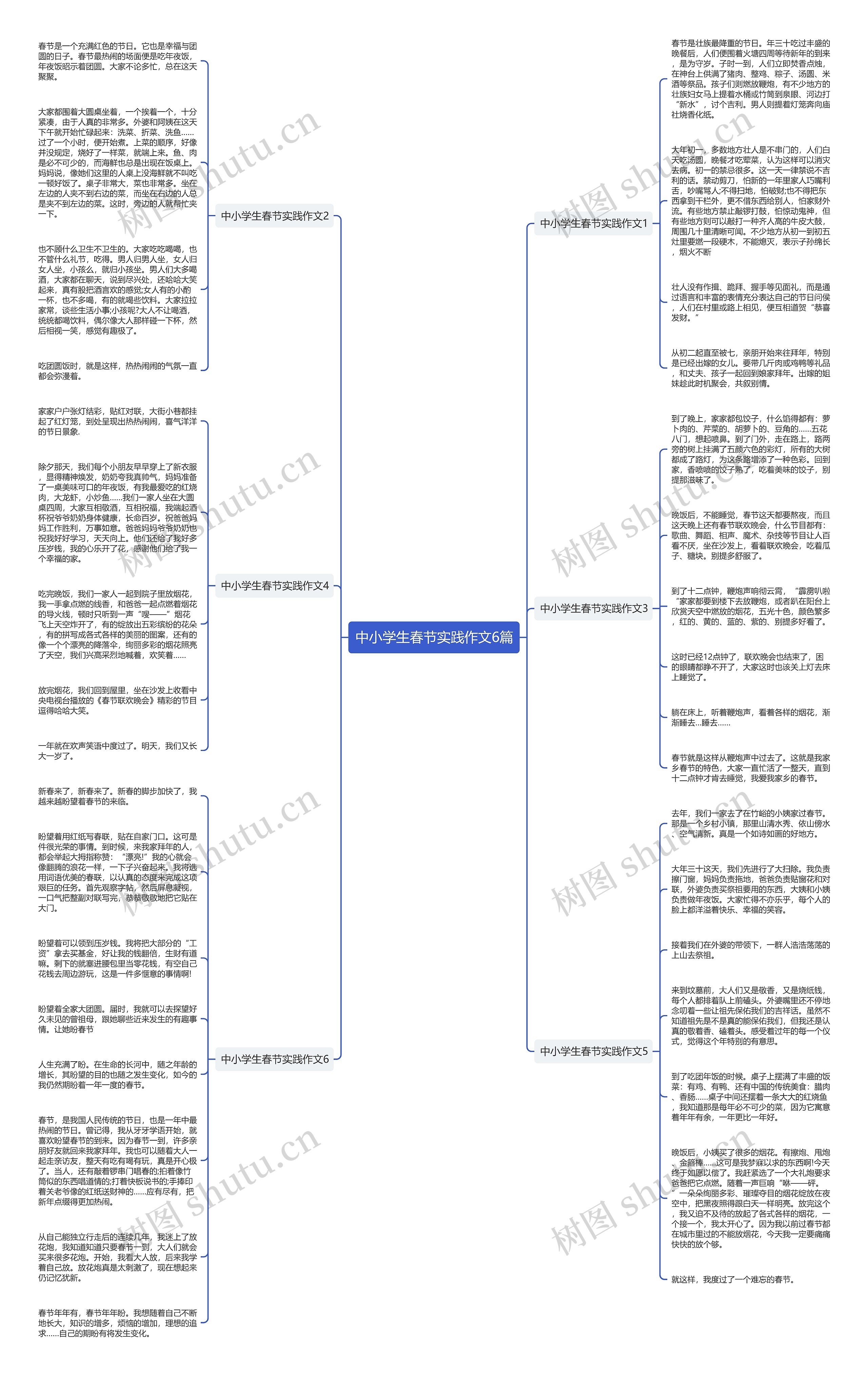 中小学生春节实践作文6篇思维导图