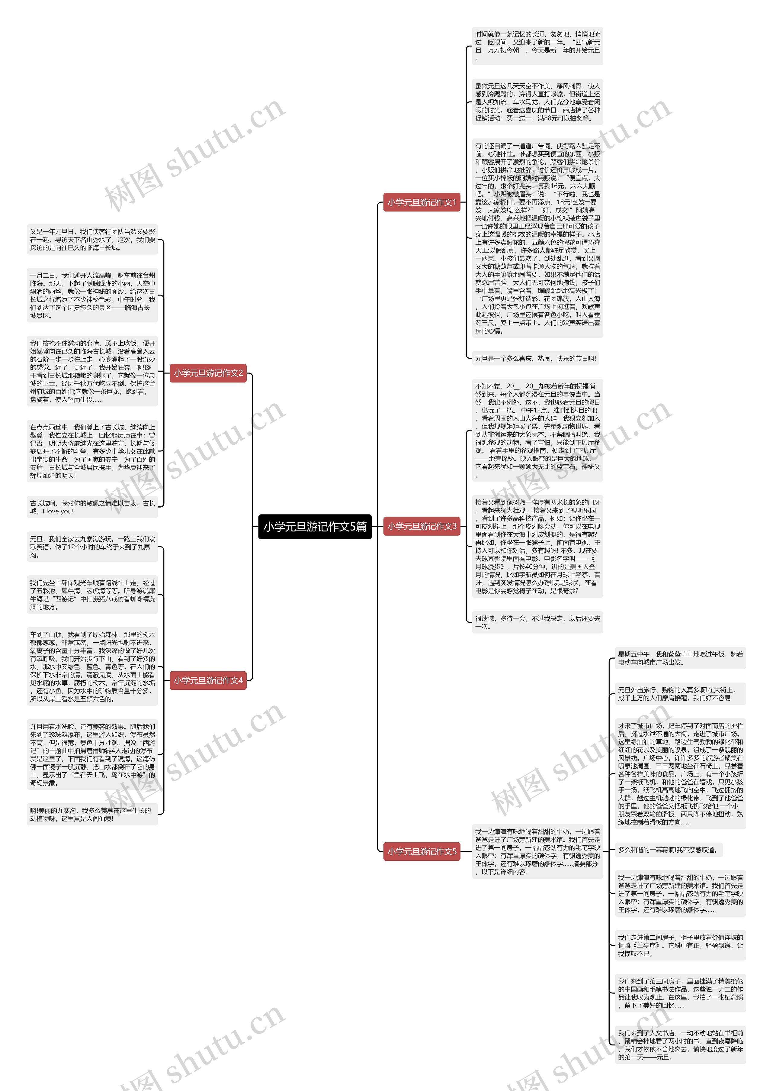 小学元旦游记作文5篇思维导图