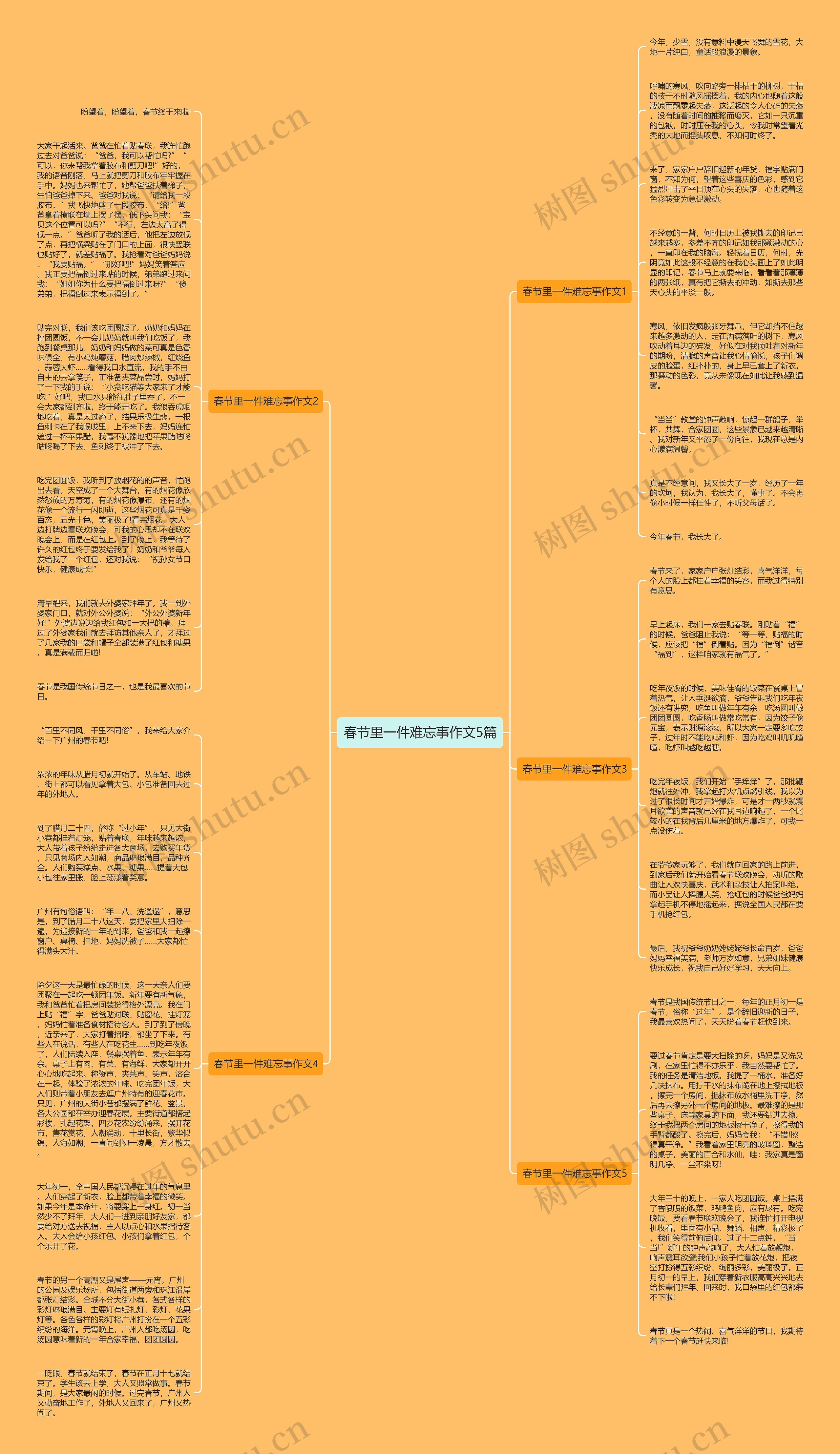 春节里一件难忘事作文5篇思维导图