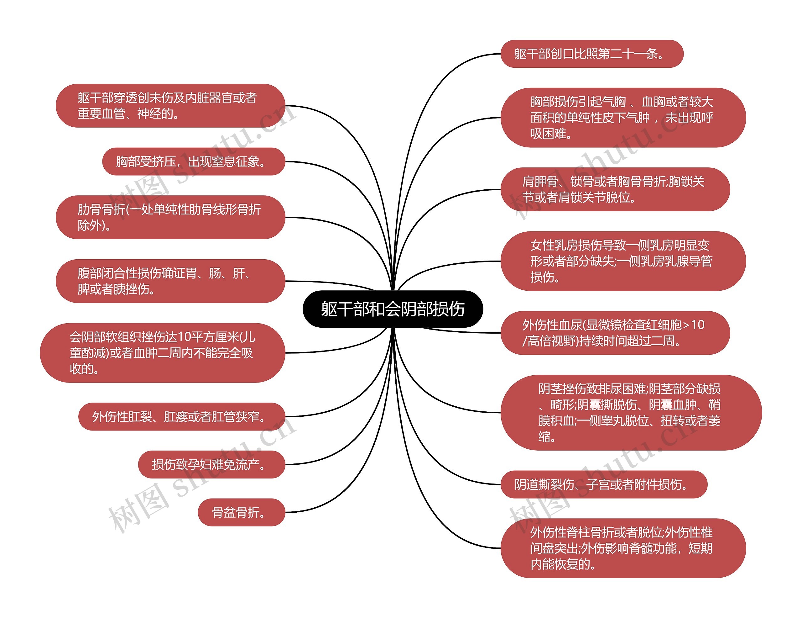 躯干部和会阴部损伤思维导图