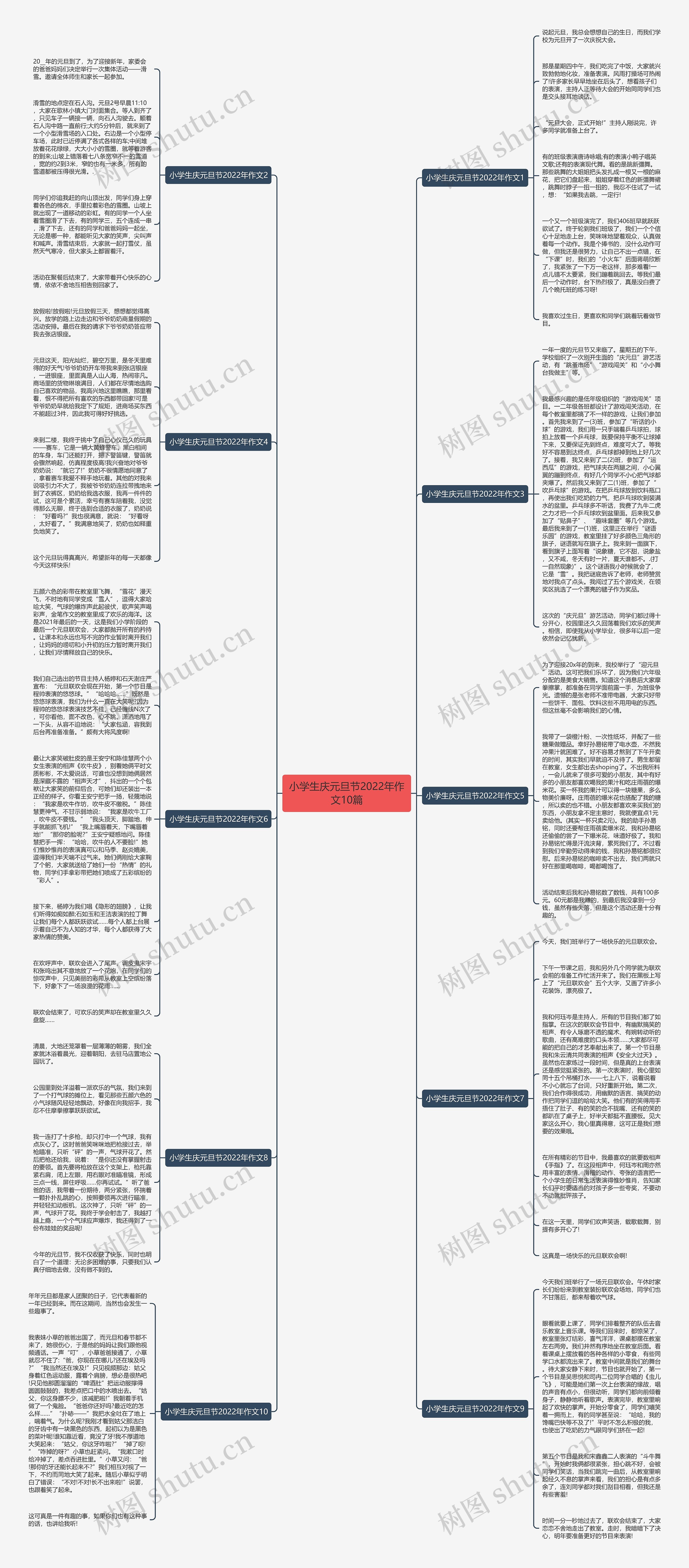小学生庆元旦节2022年作文10篇思维导图