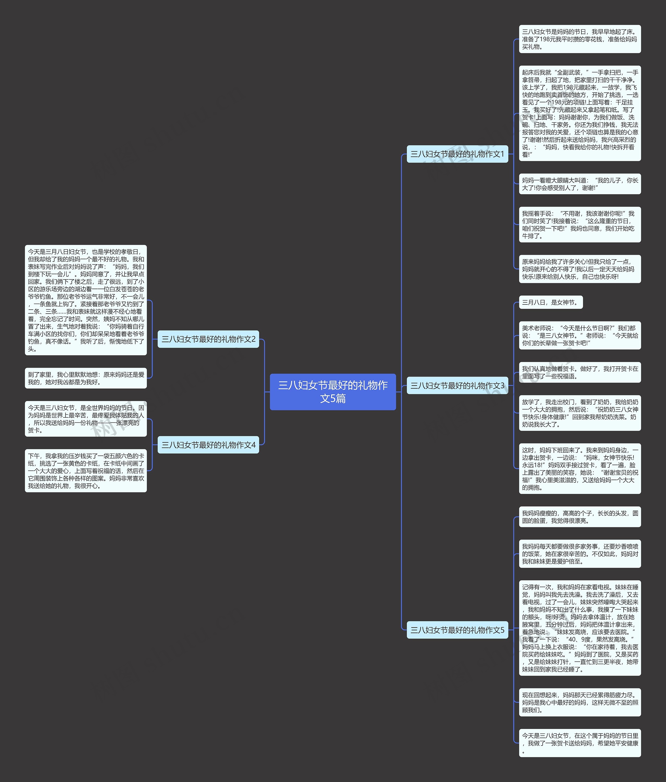三八妇女节最好的礼物作文5篇思维导图
