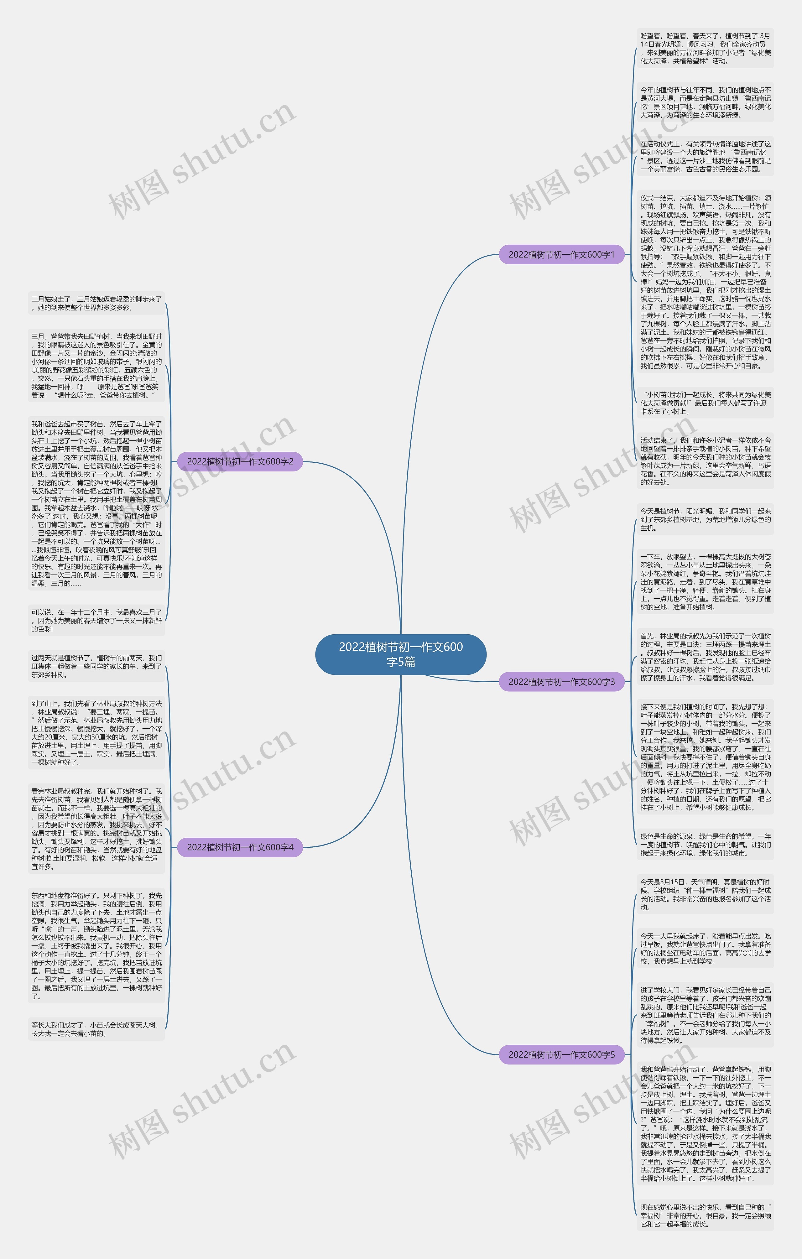 2022植树节初一作文600字5篇思维导图