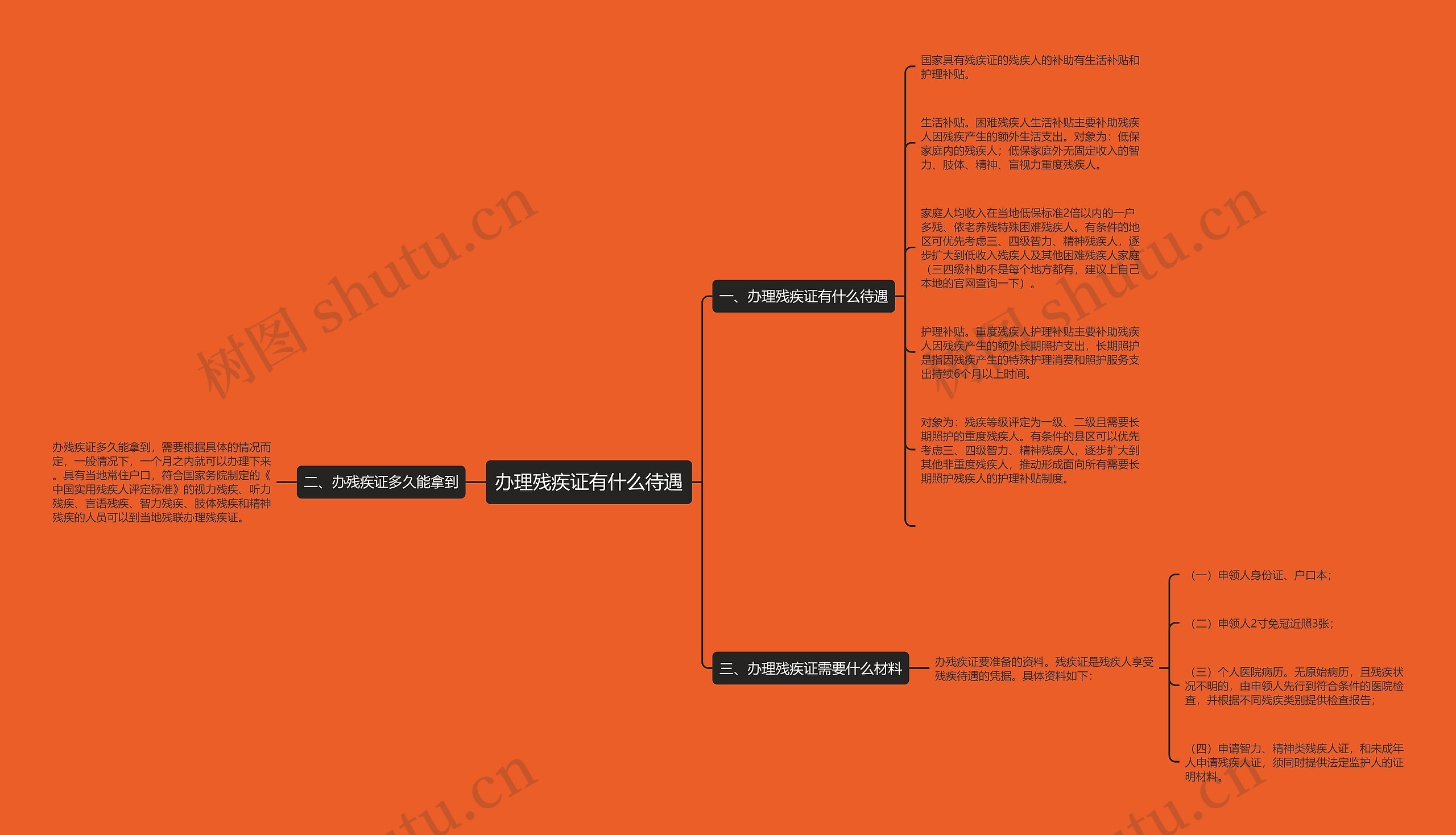 办理残疾证有什么待遇思维导图