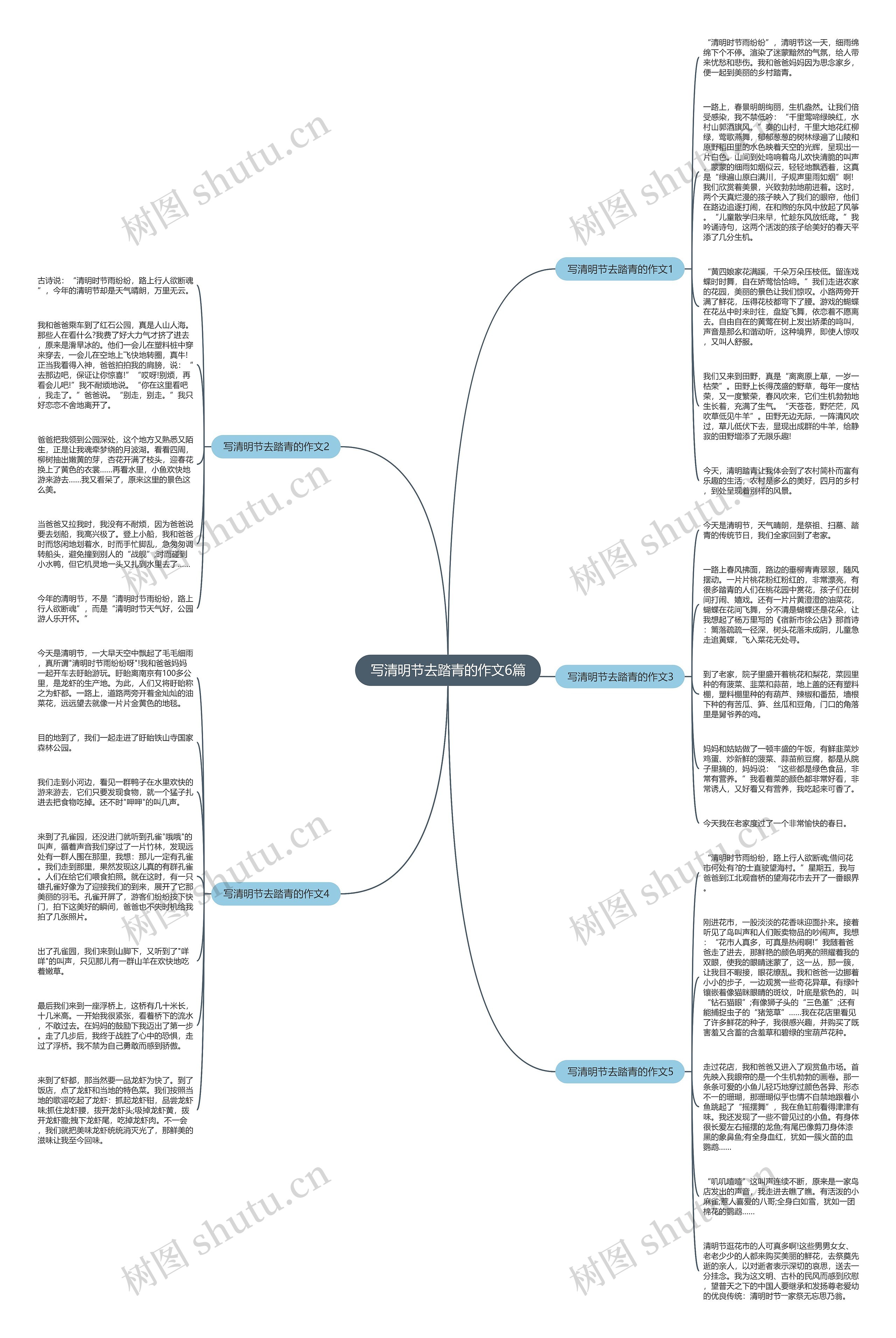 写清明节去踏青的作文6篇思维导图