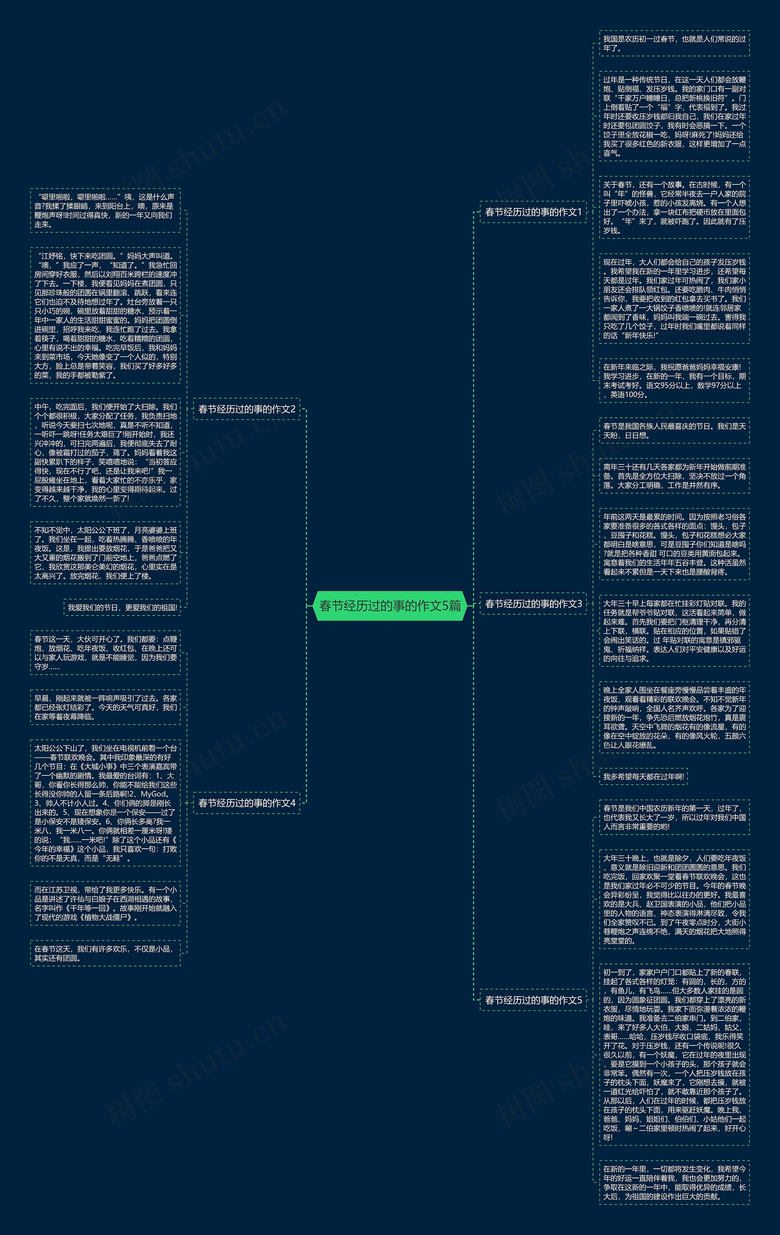 春节经历过的事的作文5篇思维导图