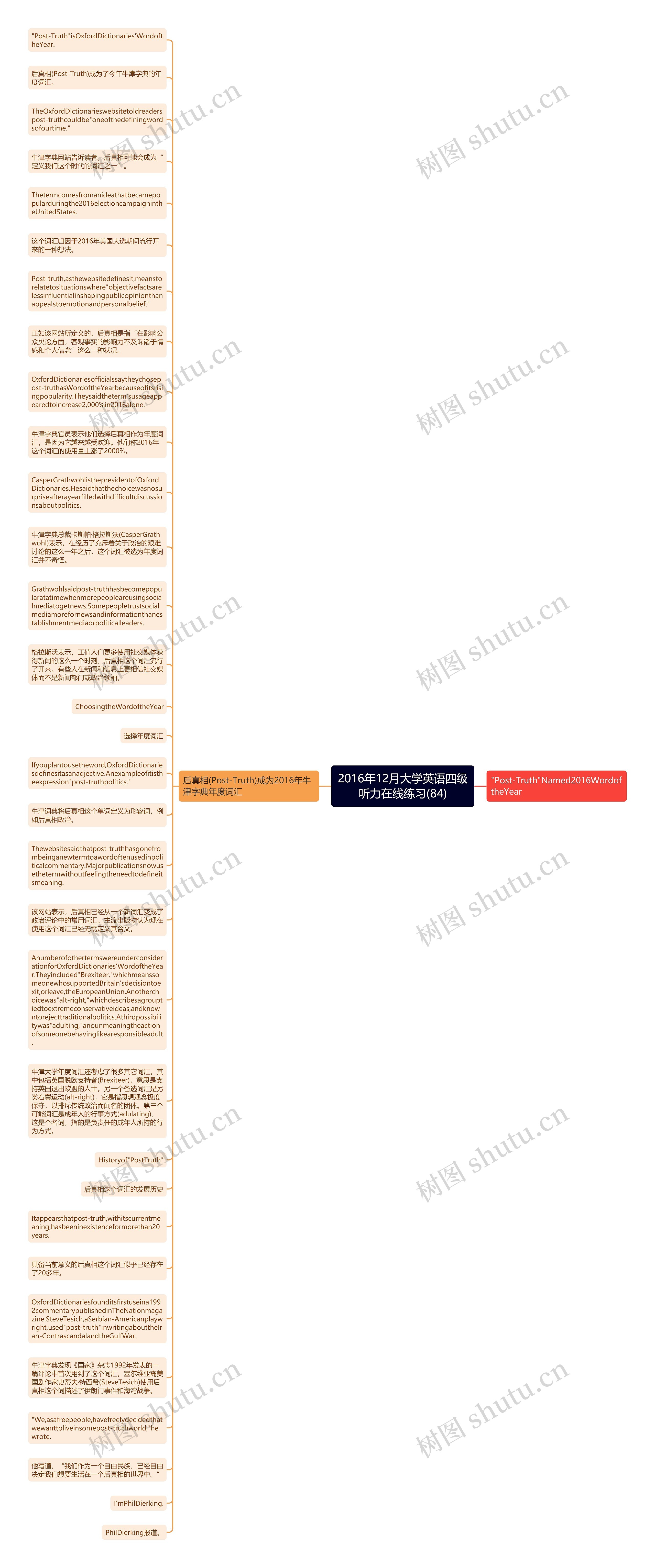 2016年12月大学英语四级听力在线练习(84)思维导图