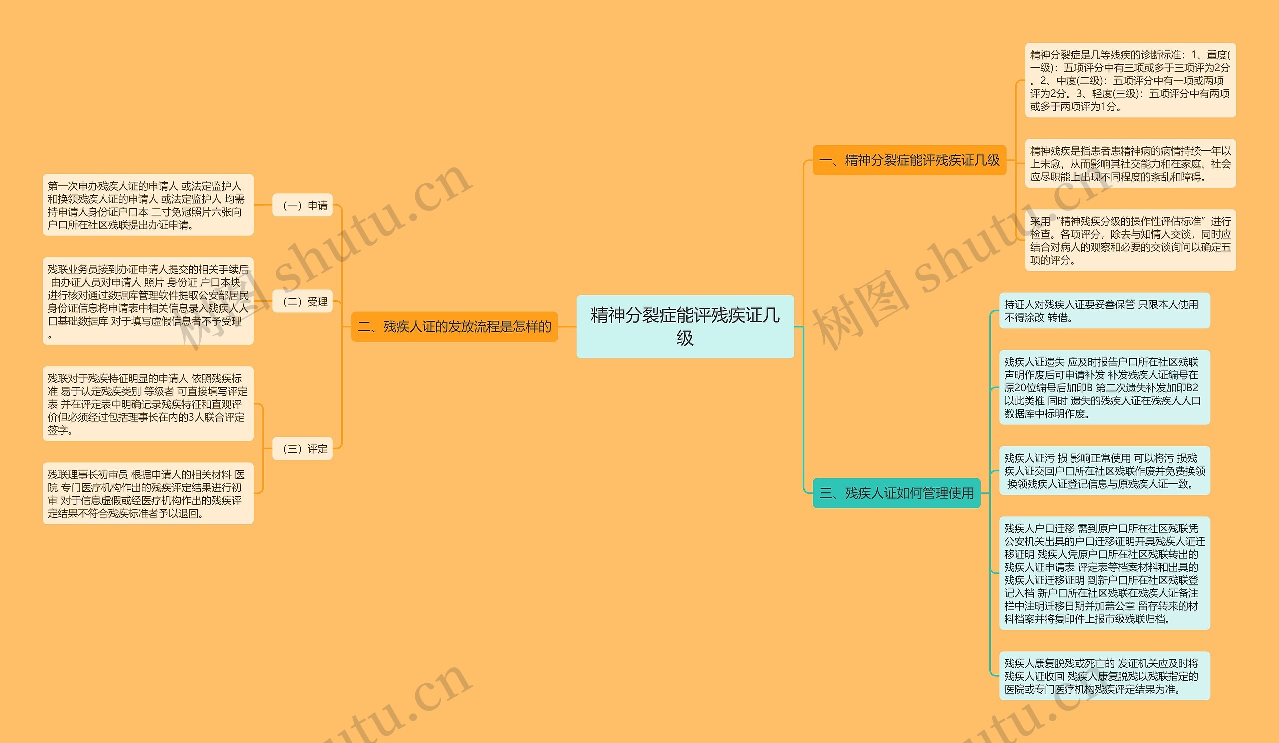 精神分裂症能评残疾证几级思维导图