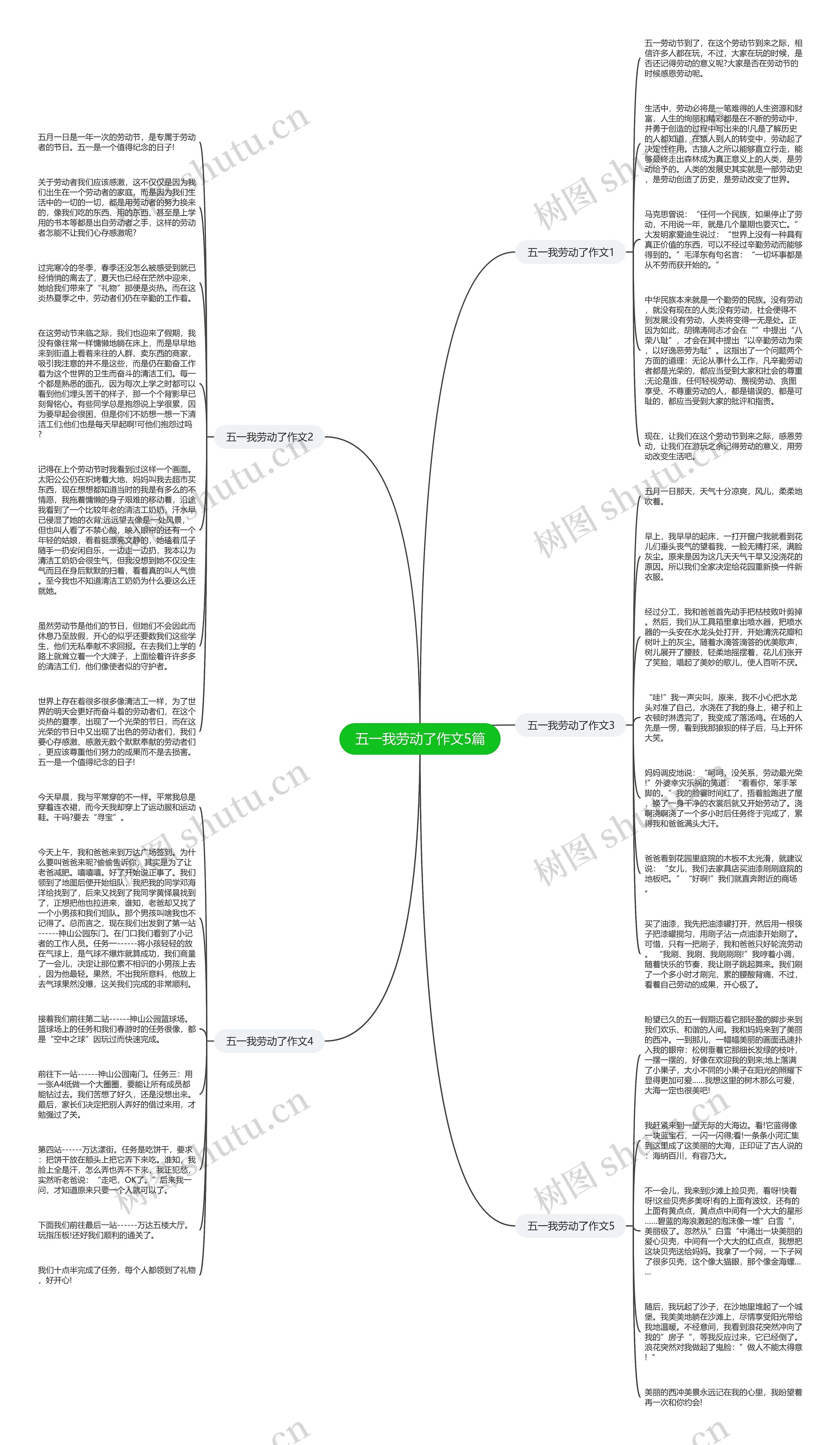 五一我劳动了作文5篇思维导图