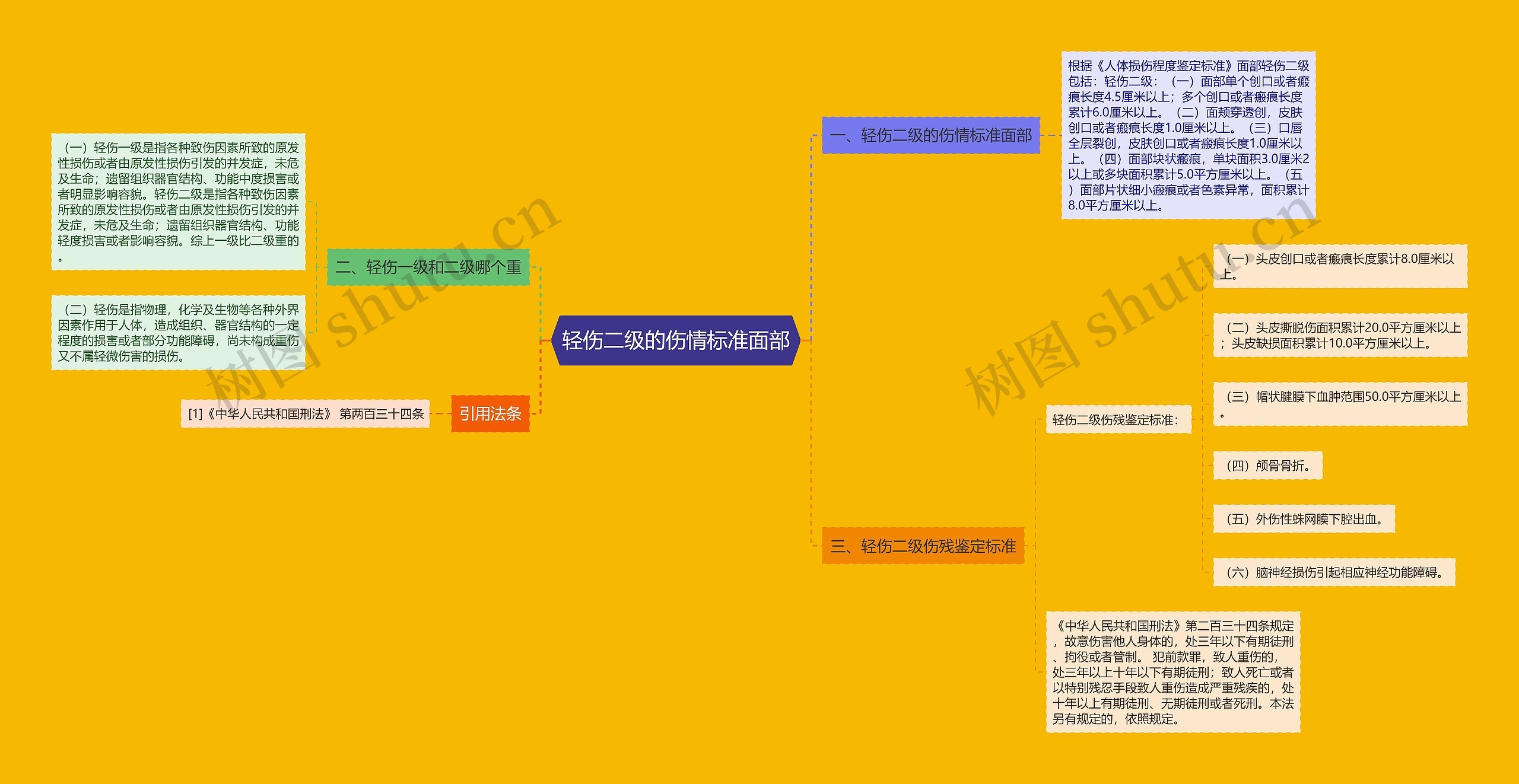 轻伤二级的伤情标准面部思维导图