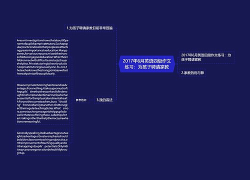 2017年6月英语四级作文练习：为孩子聘请家教