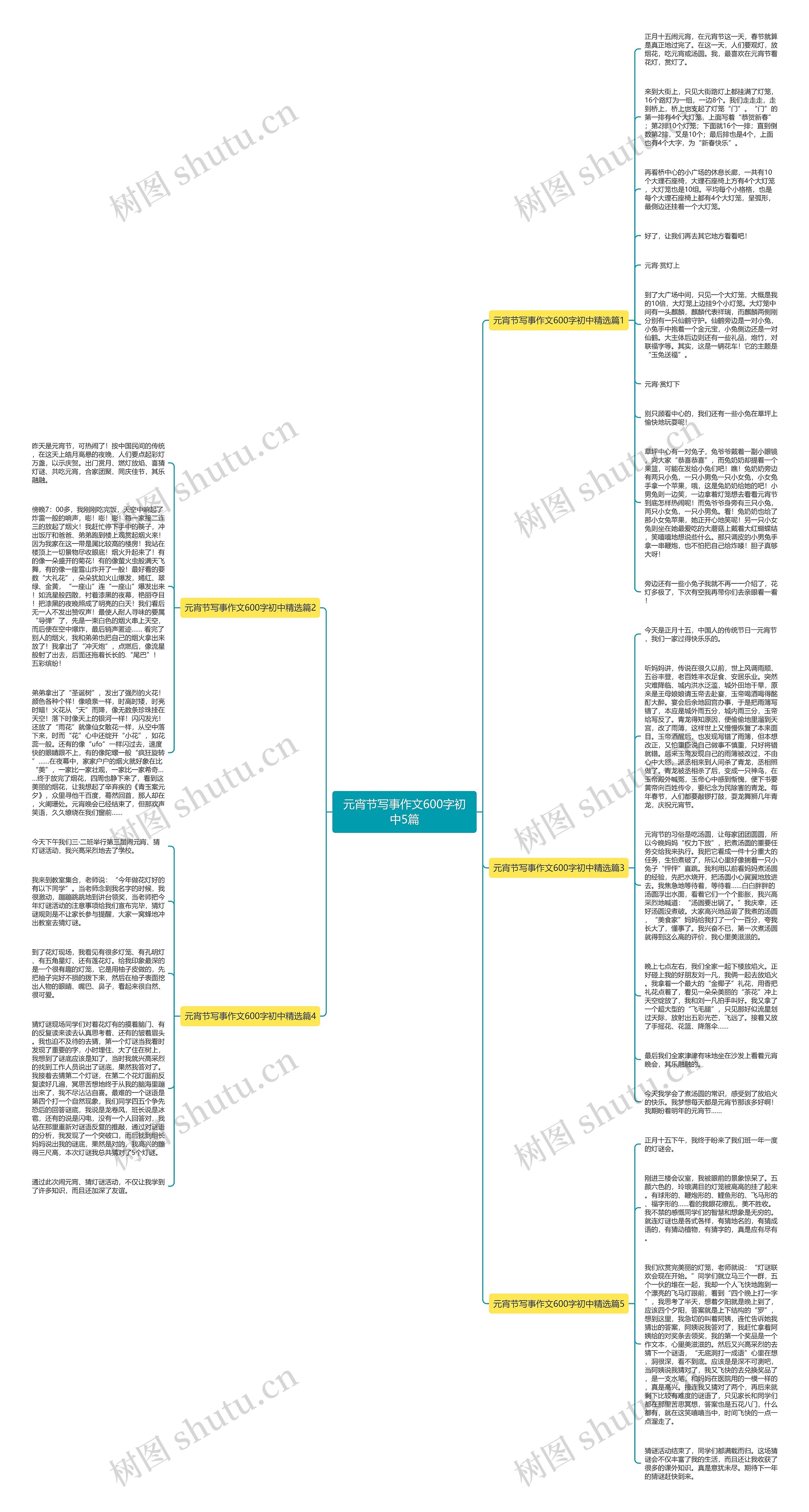 元宵节写事作文600字初中5篇思维导图