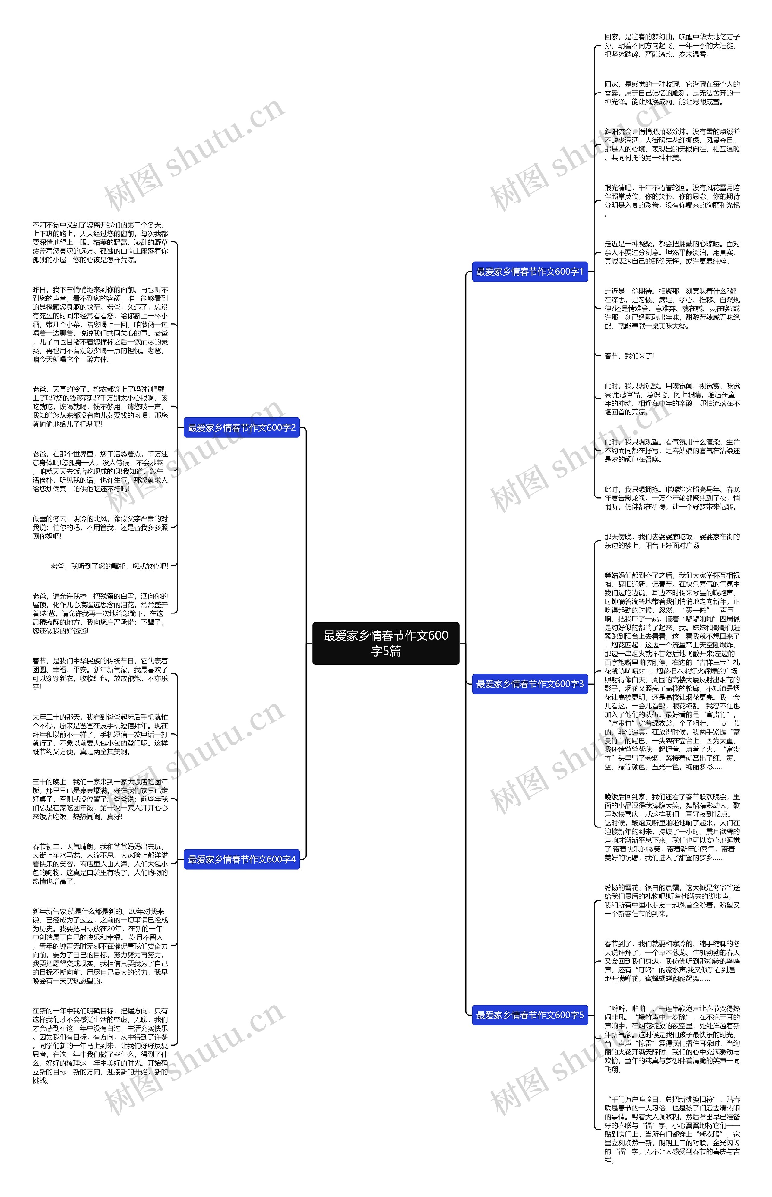 最爱家乡情春节作文600字5篇思维导图