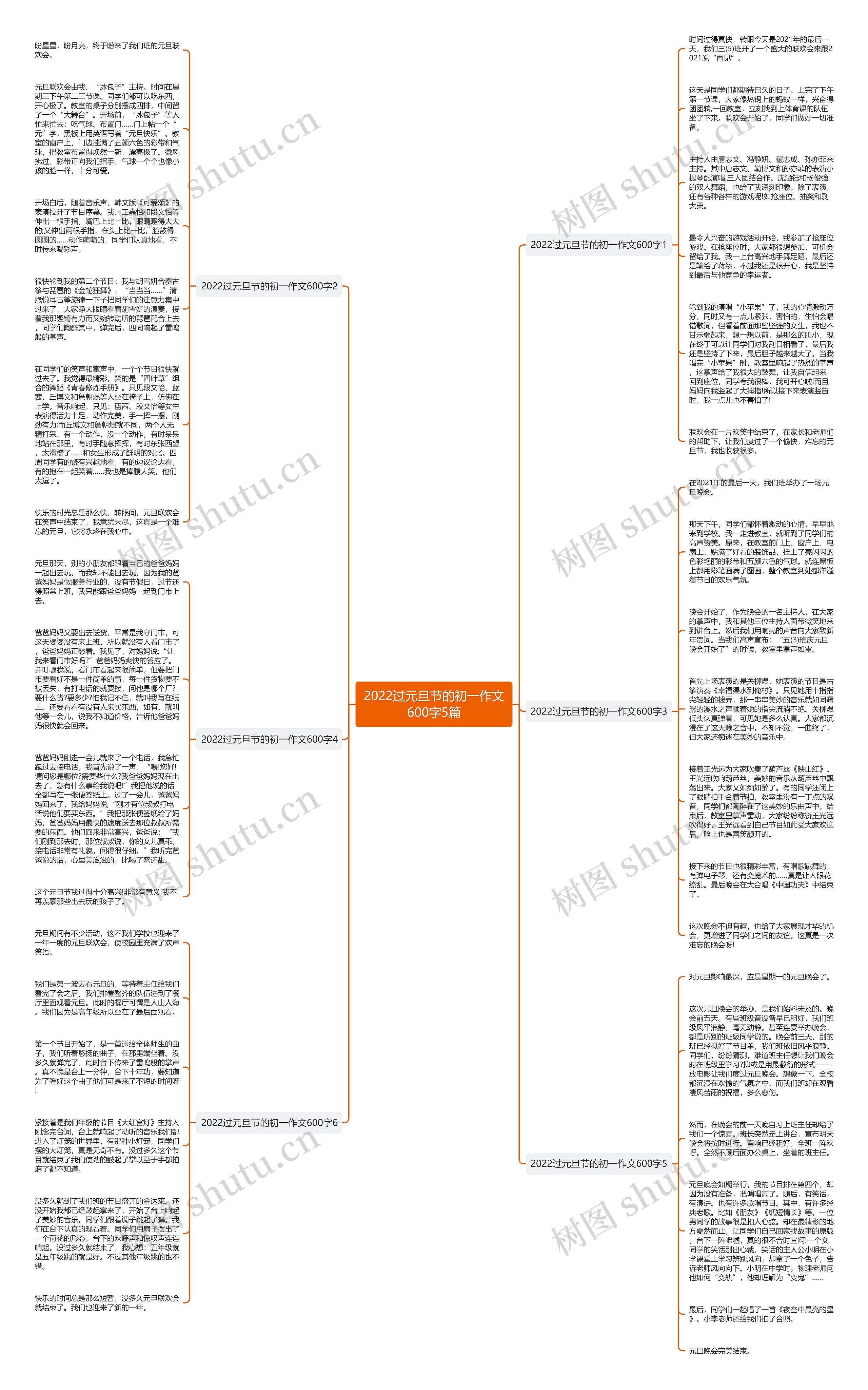 2022过元旦节的初一作文600字5篇思维导图