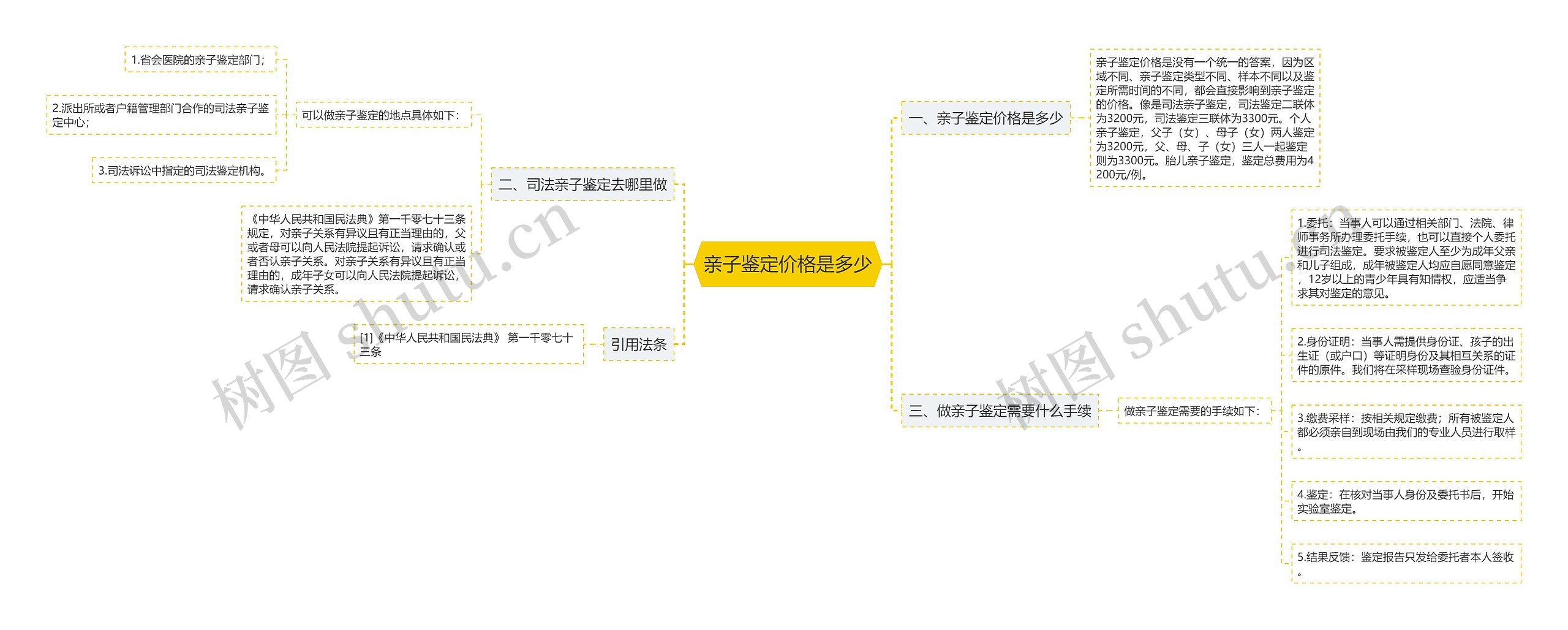 亲子鉴定价格是多少思维导图