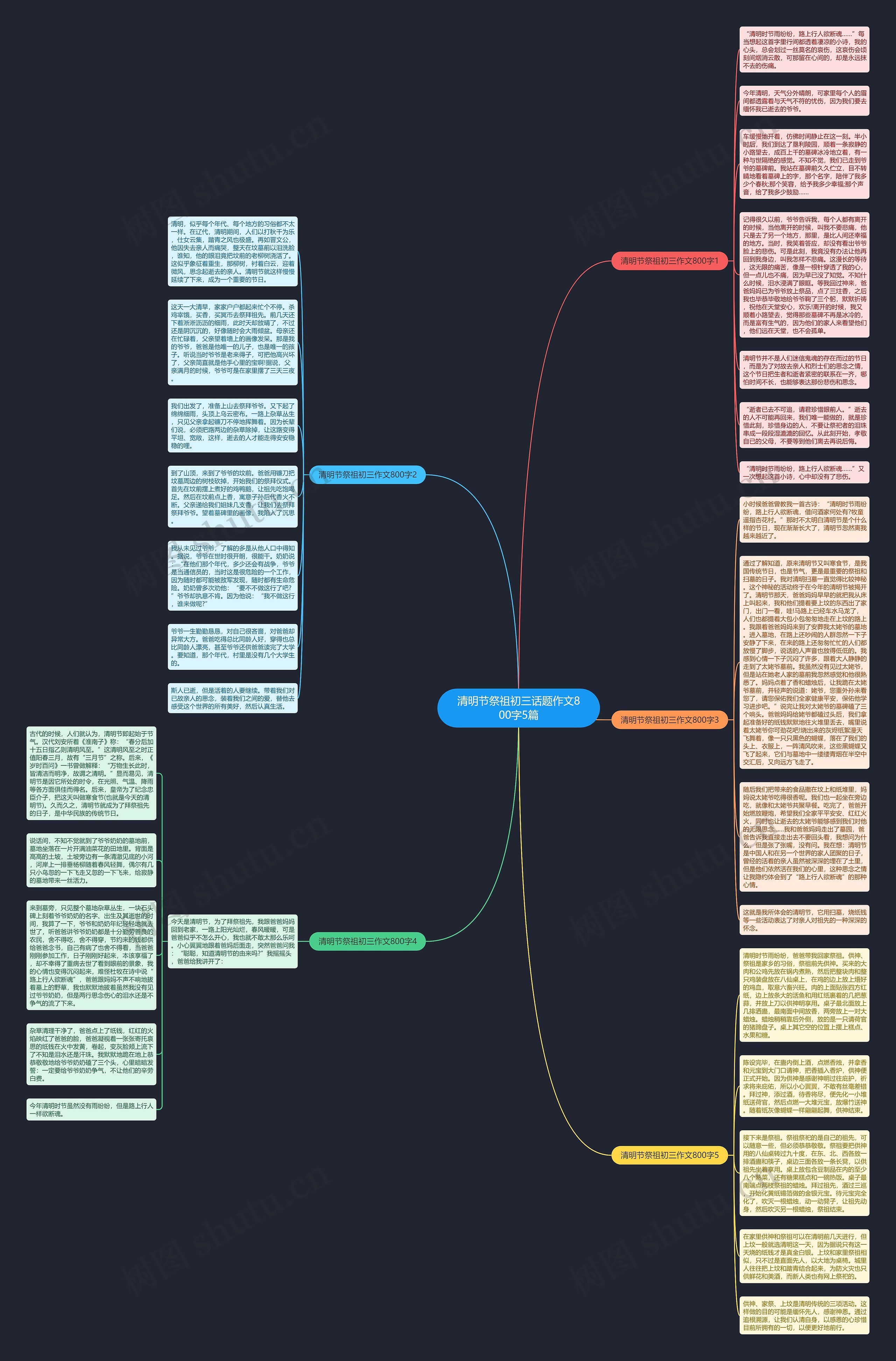 清明节祭祖初三话题作文800字5篇思维导图