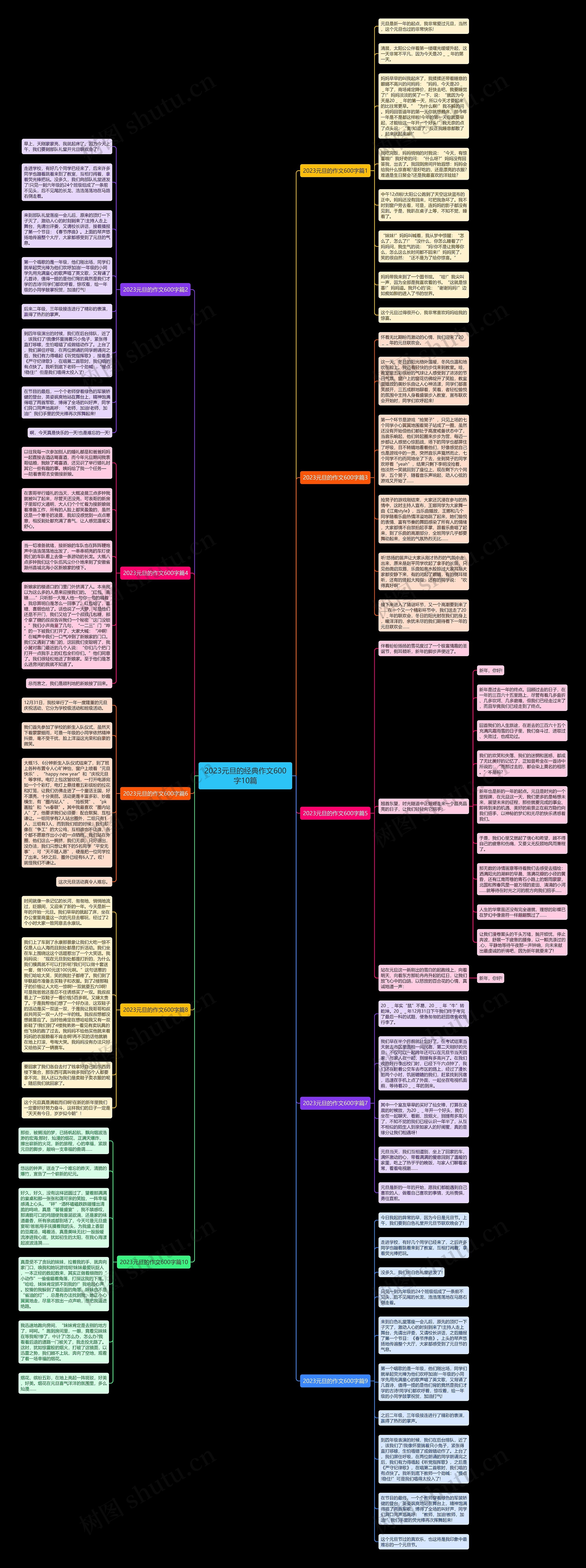 2023元旦的经典作文600字10篇思维导图