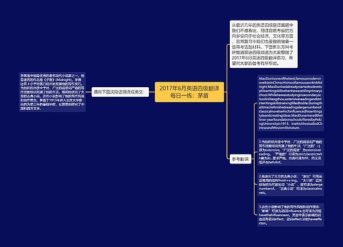 2017年6月英语四级翻译每日一练：茅盾