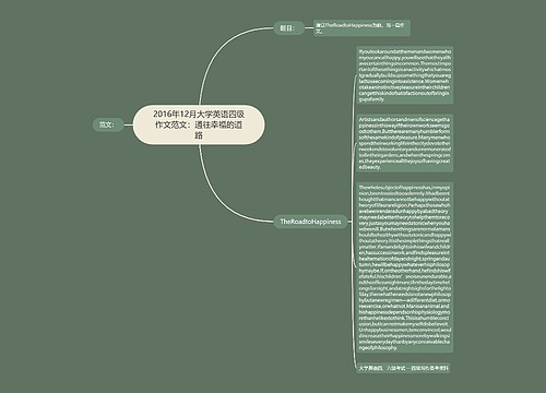 2016年12月大学英语四级作文范文：通往幸福的道路