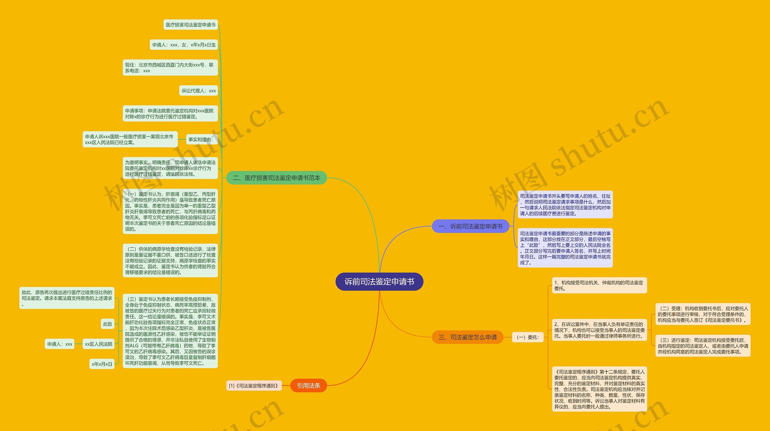 诉前司法鉴定申请书思维导图