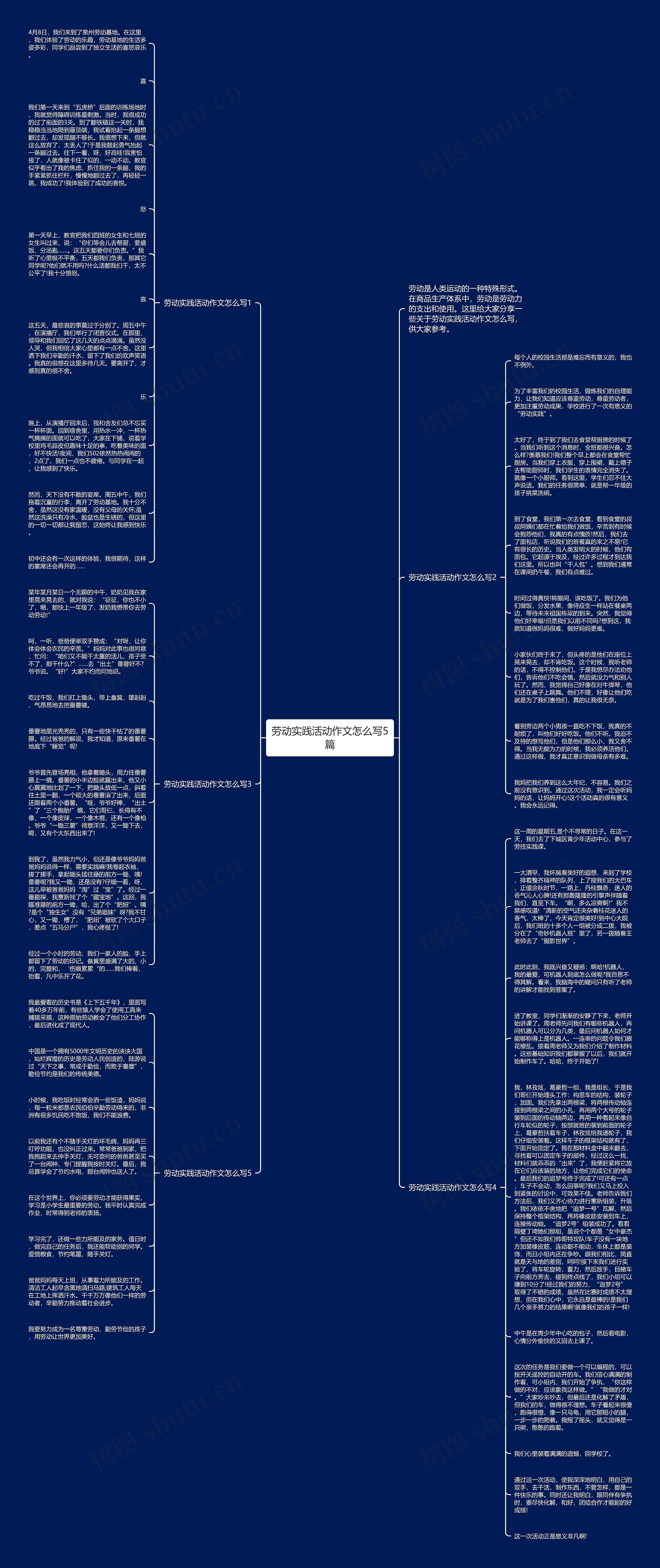 劳动实践活动作文怎么写5篇思维导图