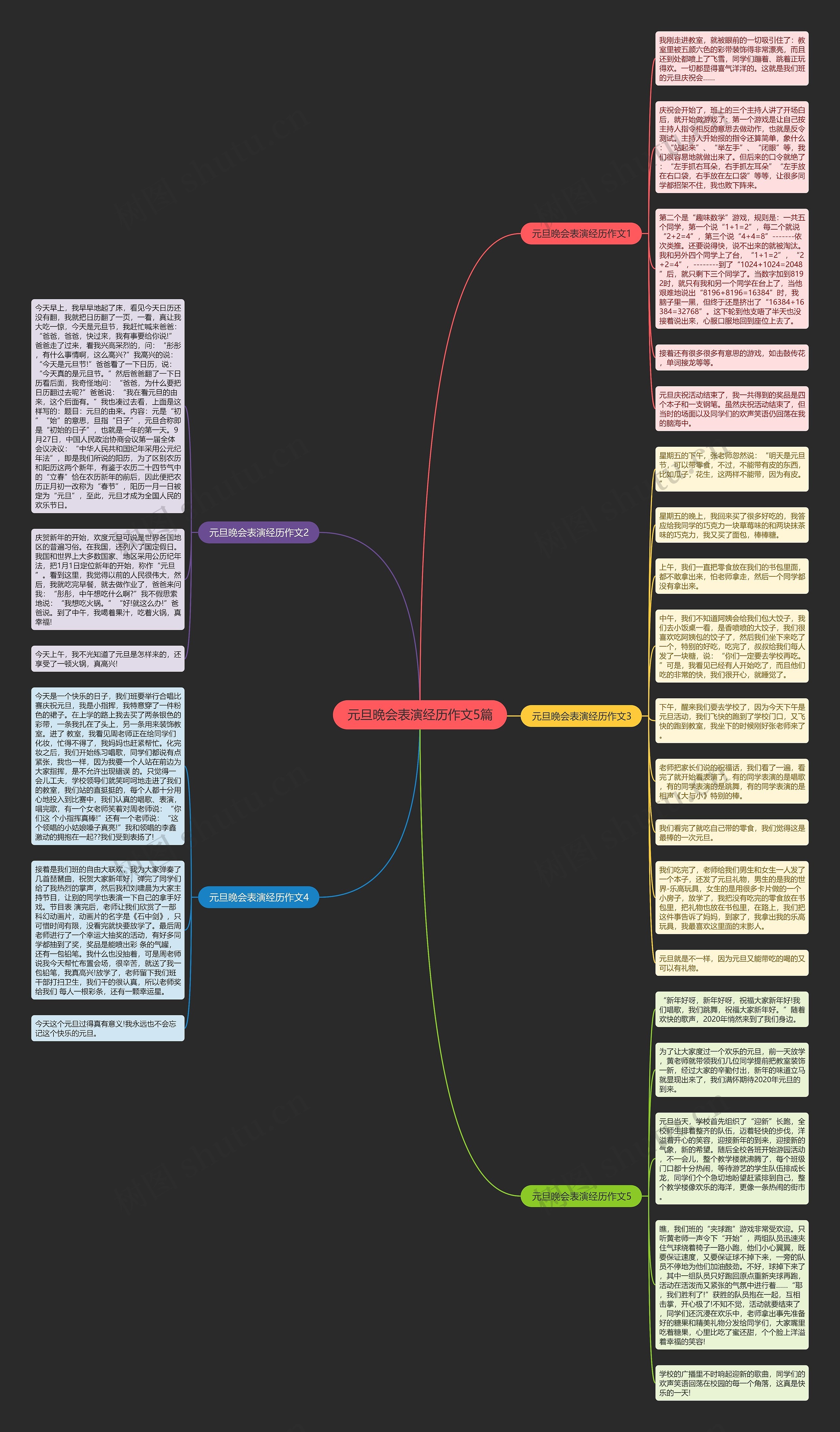 元旦晚会表演经历作文5篇思维导图