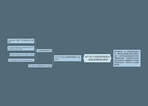 2017年12月英语四级语法：短语动词的被动语态