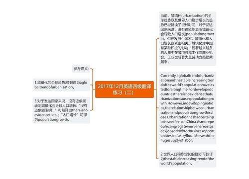 2017年12月英语四级翻译练习（二）