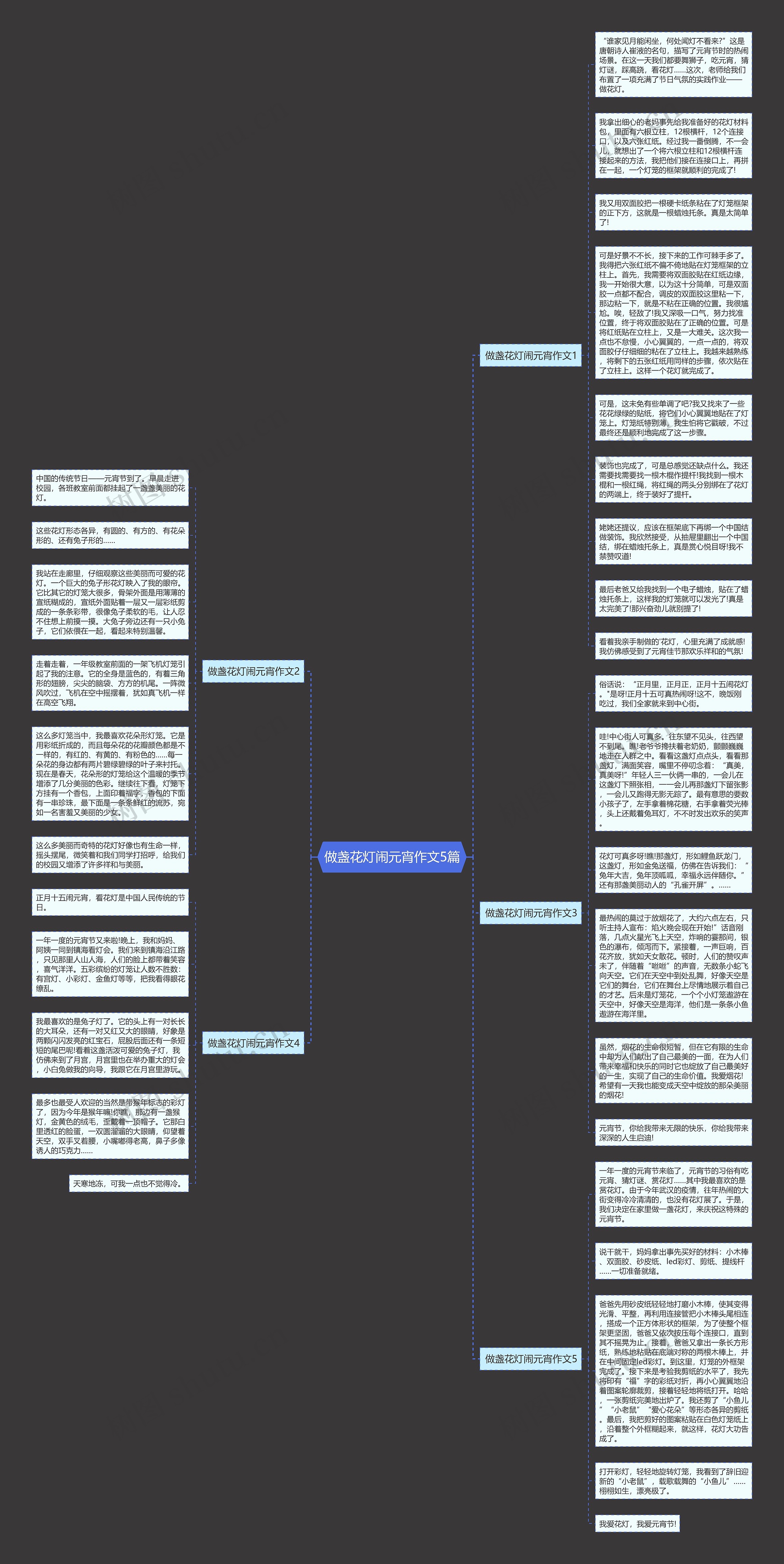做盏花灯闹元宵作文5篇思维导图