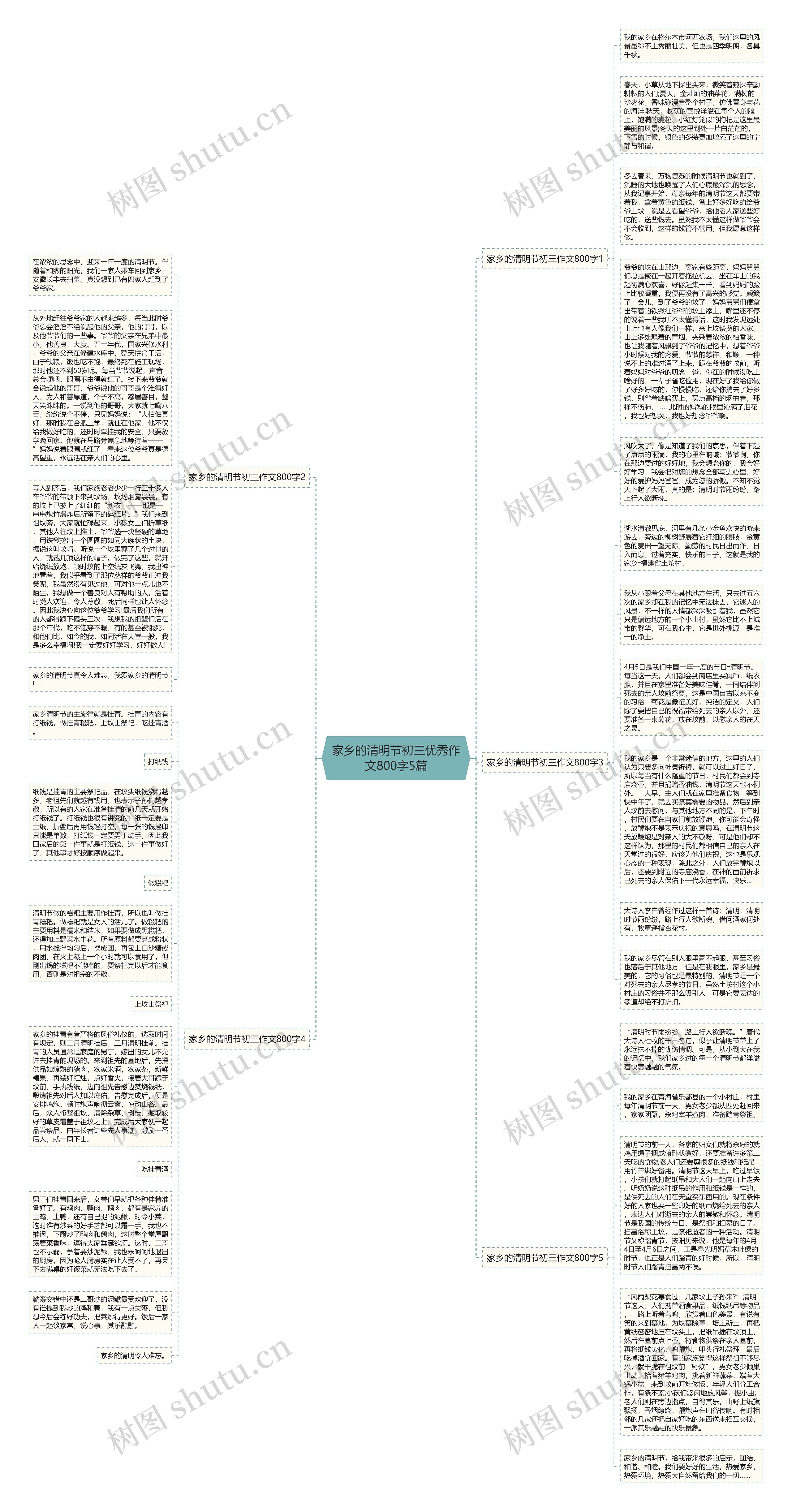 家乡的清明节初三优秀作文800字5篇思维导图