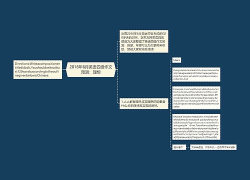 2016年6月英语四级作文预测：理想