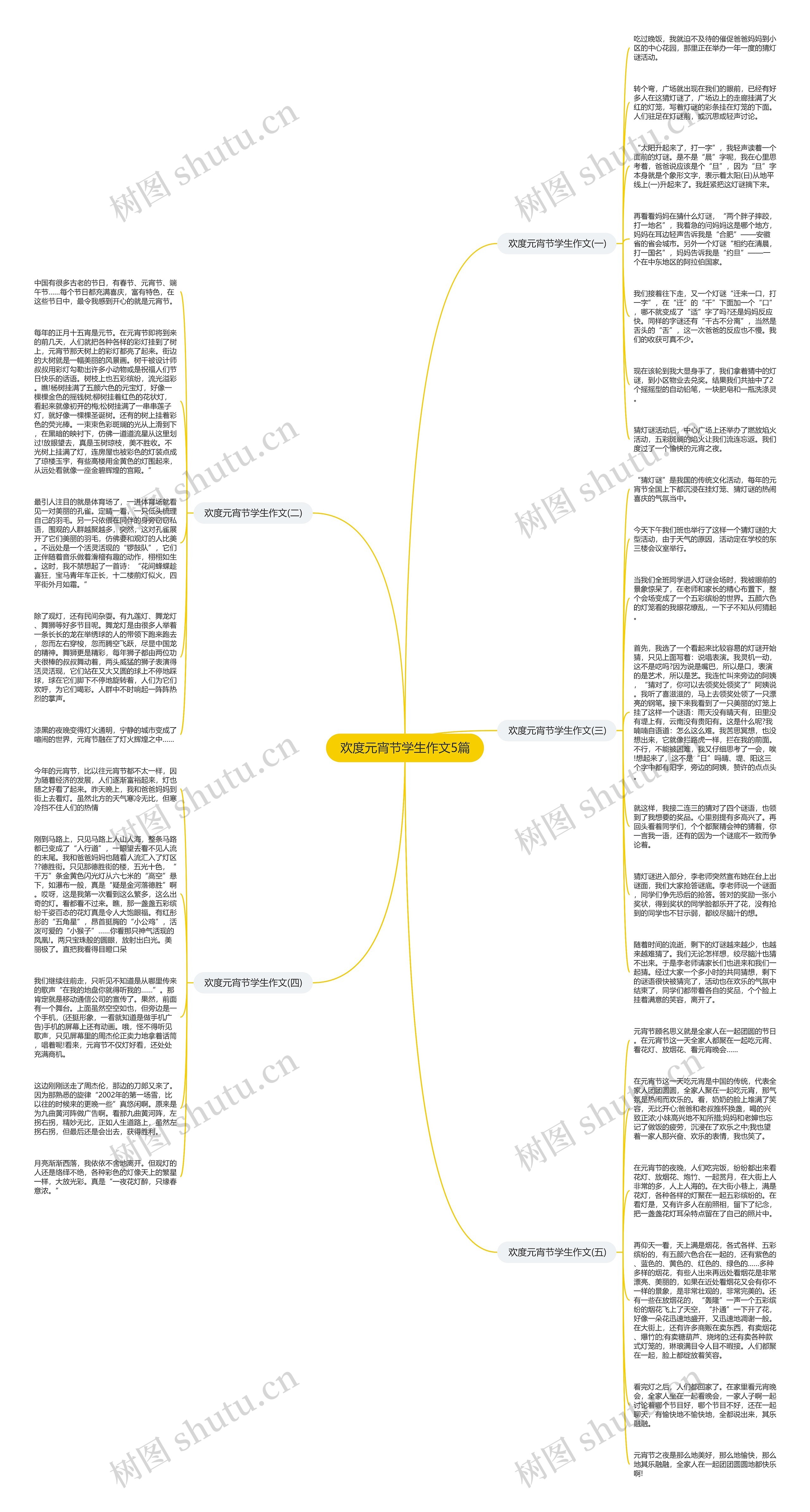 欢度元宵节学生作文5篇思维导图