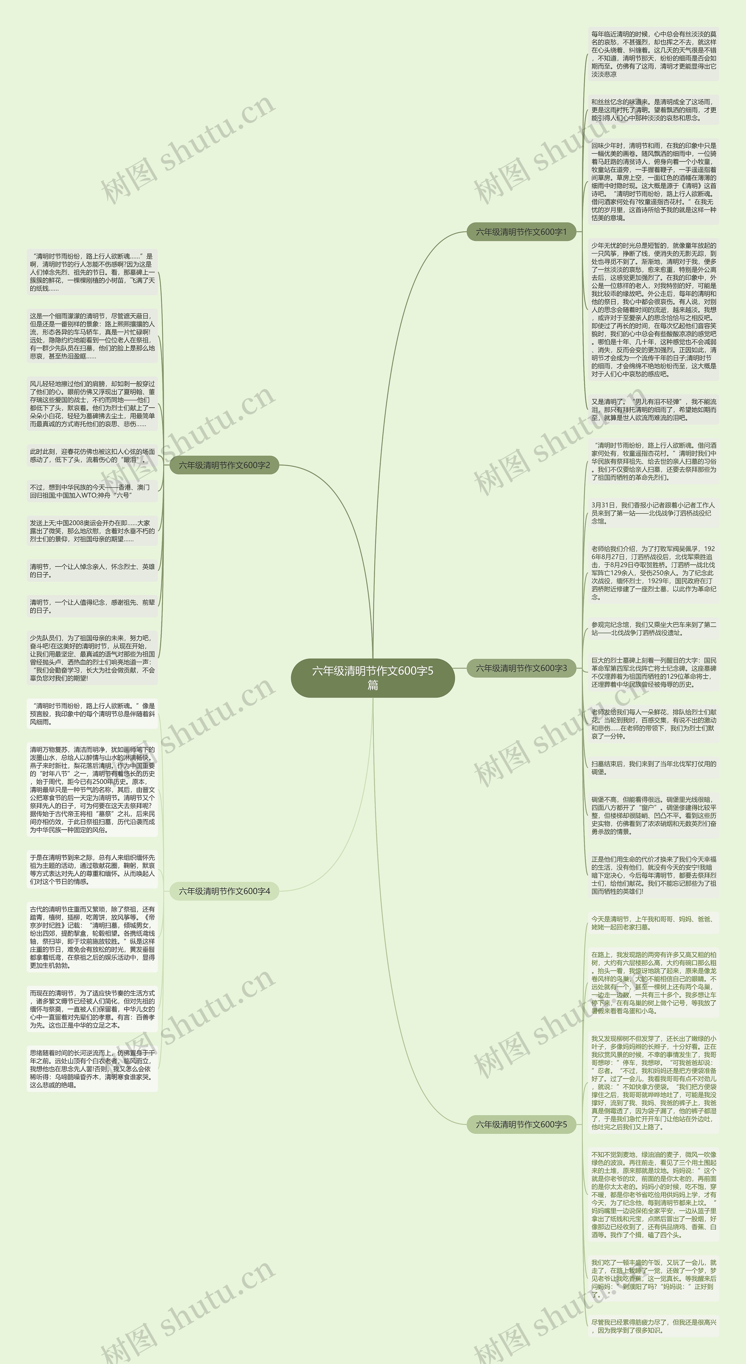 六年级清明节作文600字5篇思维导图