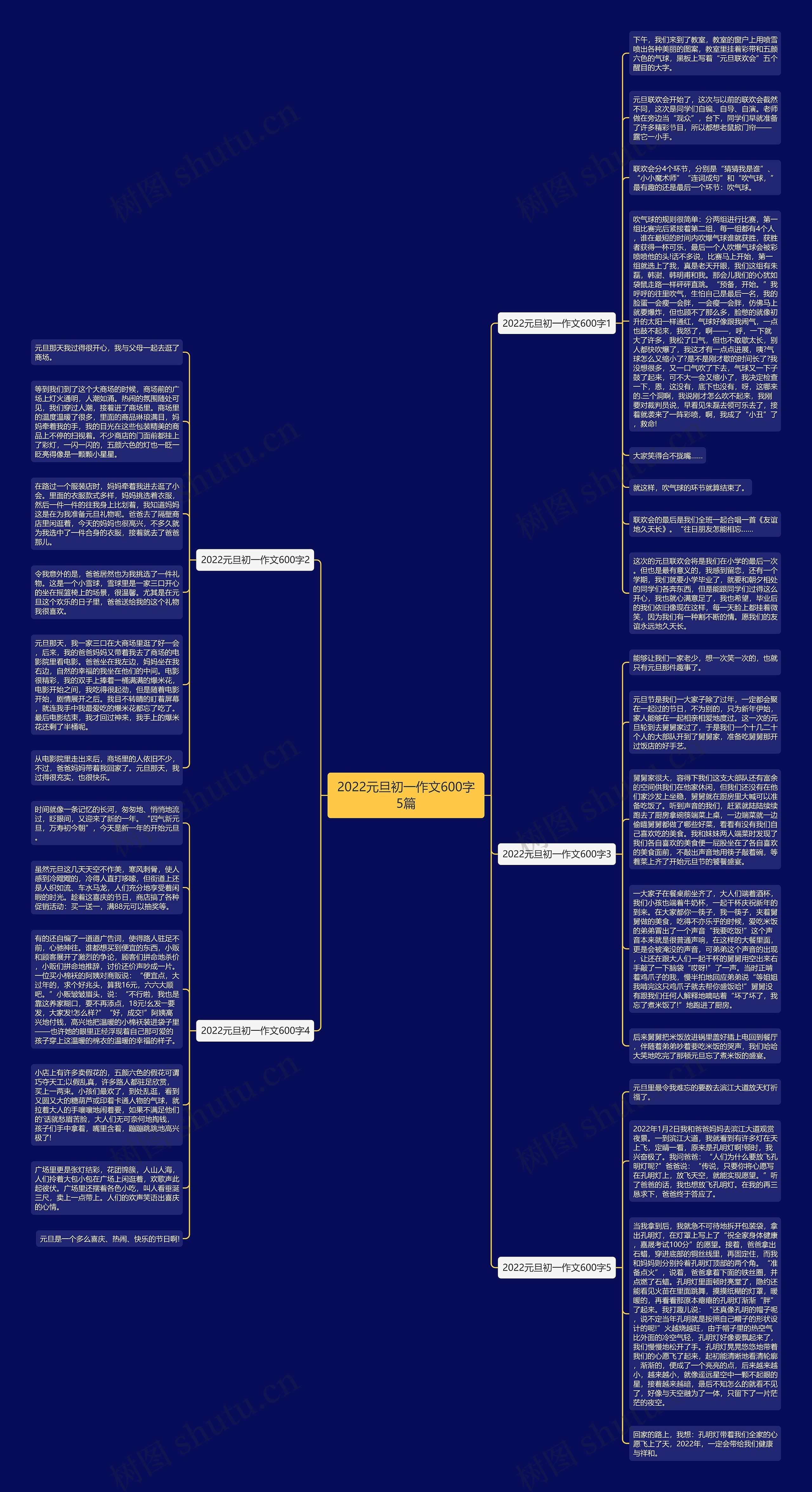 2022元旦初一作文600字5篇思维导图
