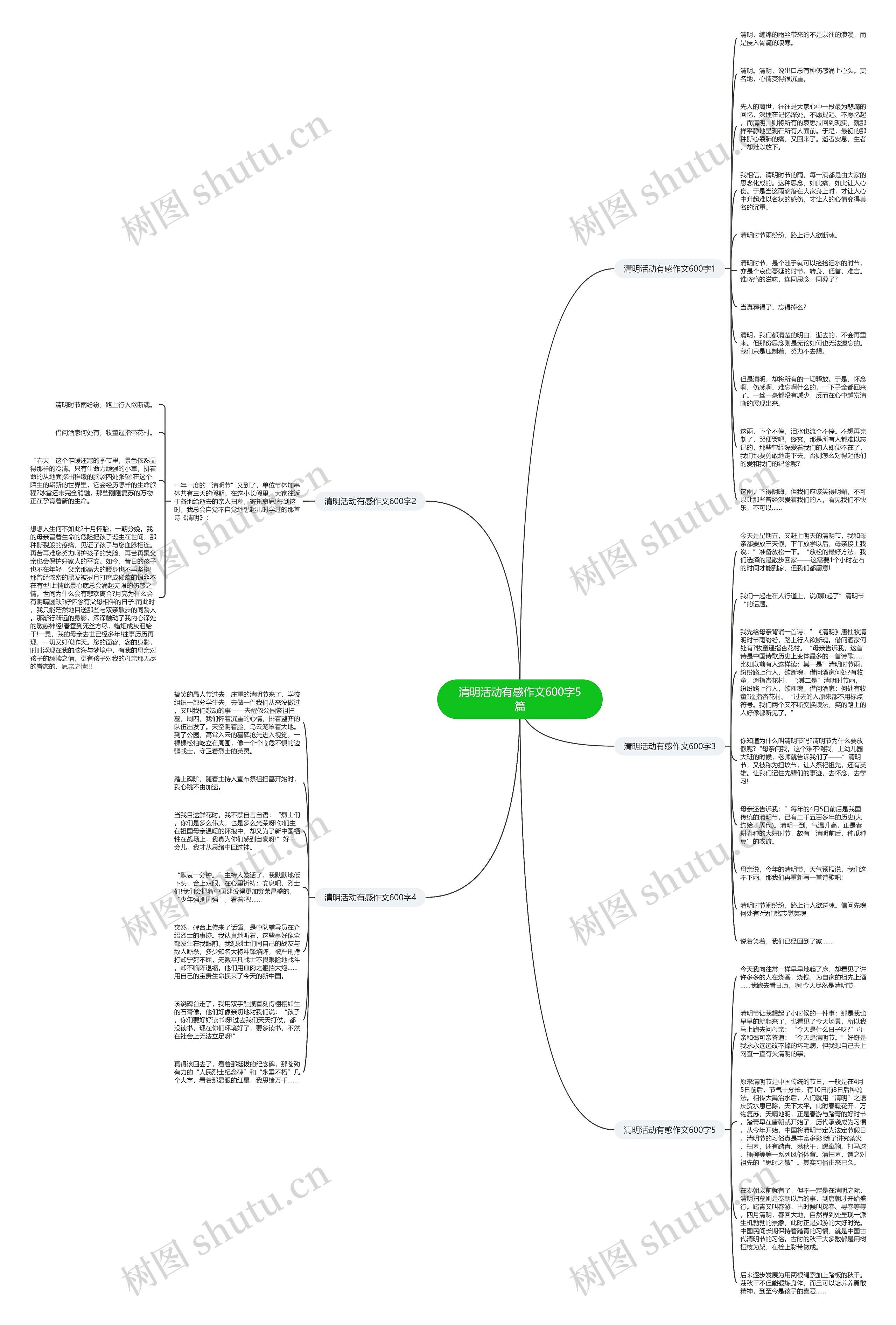 清明活动有感作文600字5篇思维导图