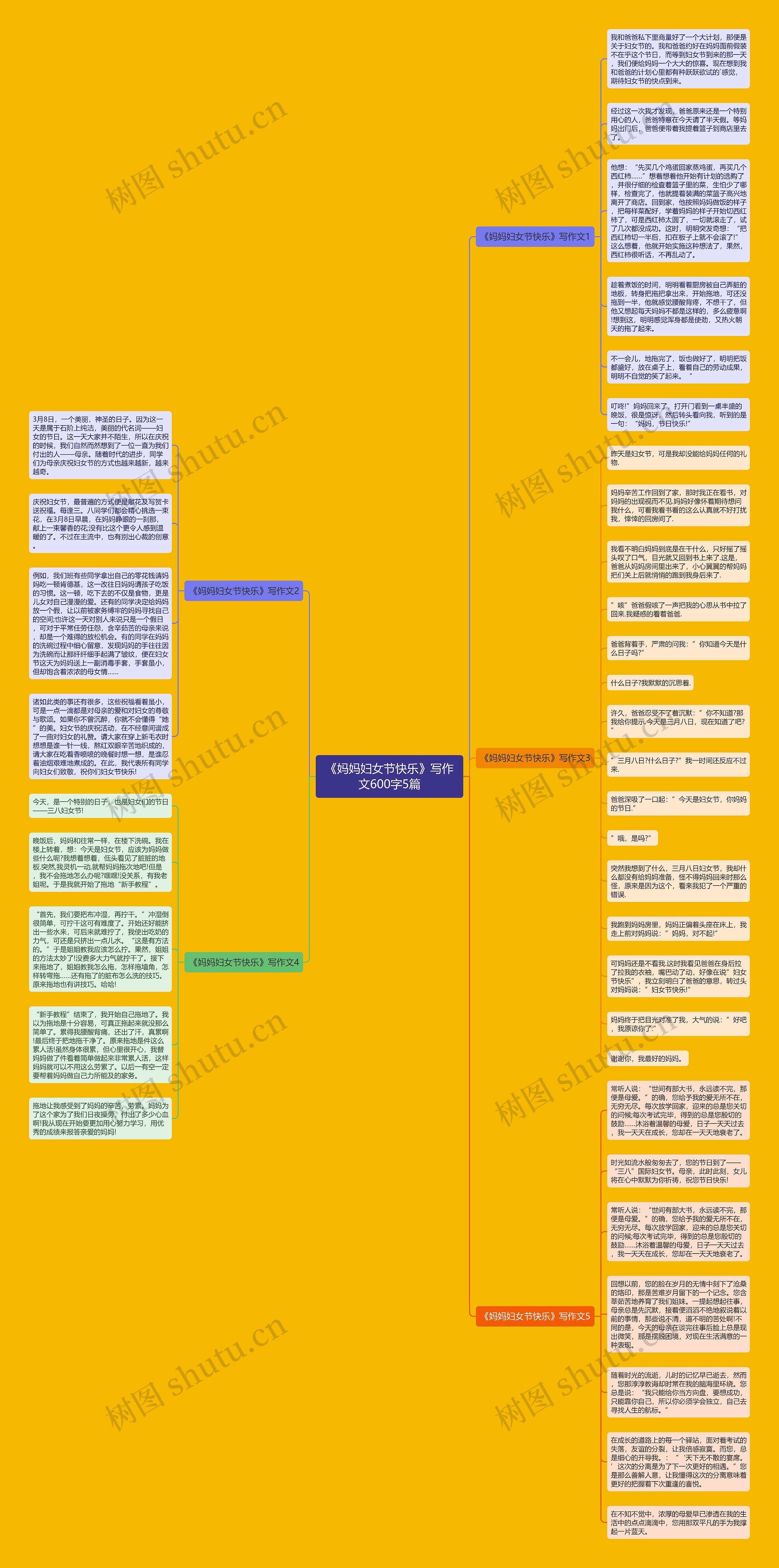 《妈妈妇女节快乐》写作文600字5篇思维导图