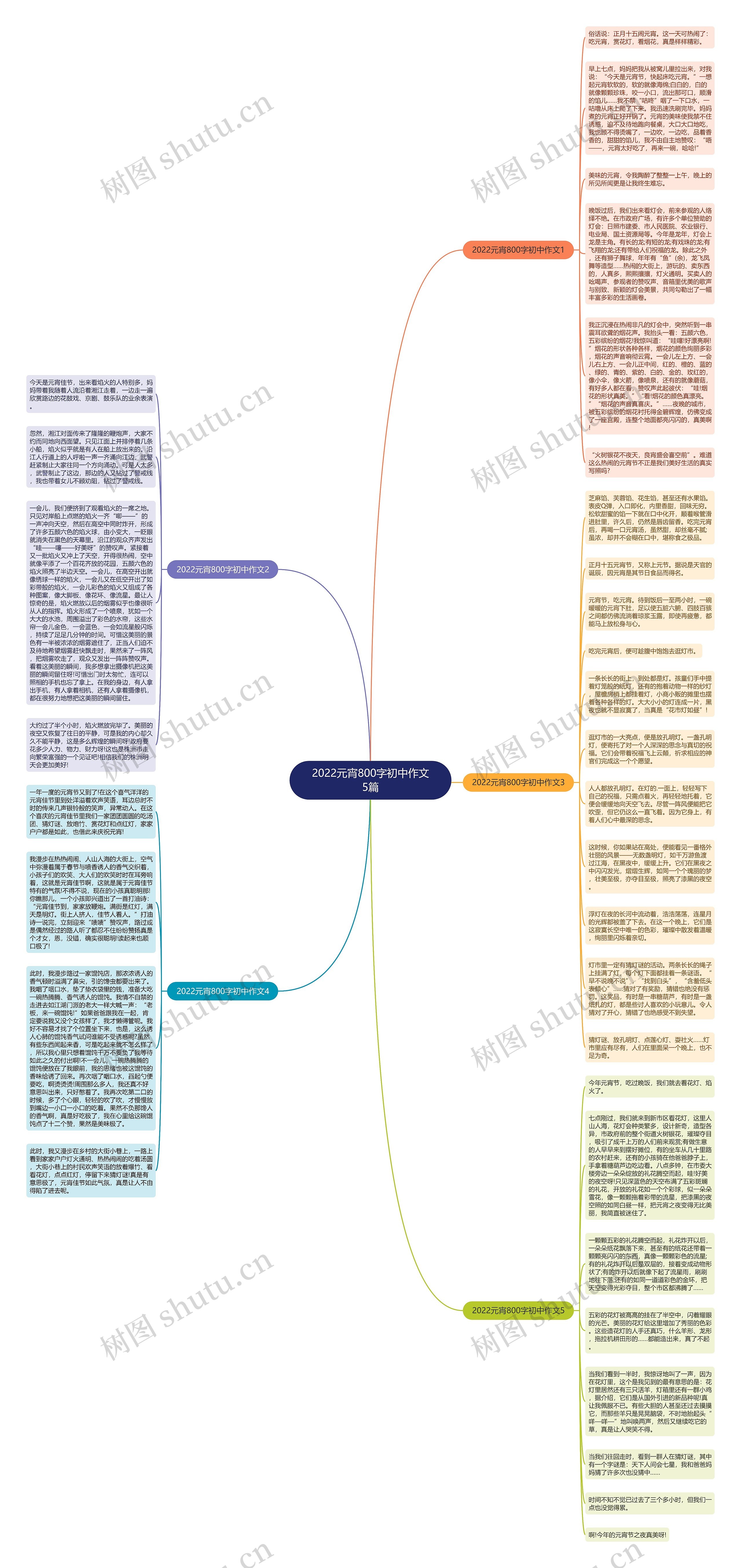 2022元宵800字初中作文5篇思维导图