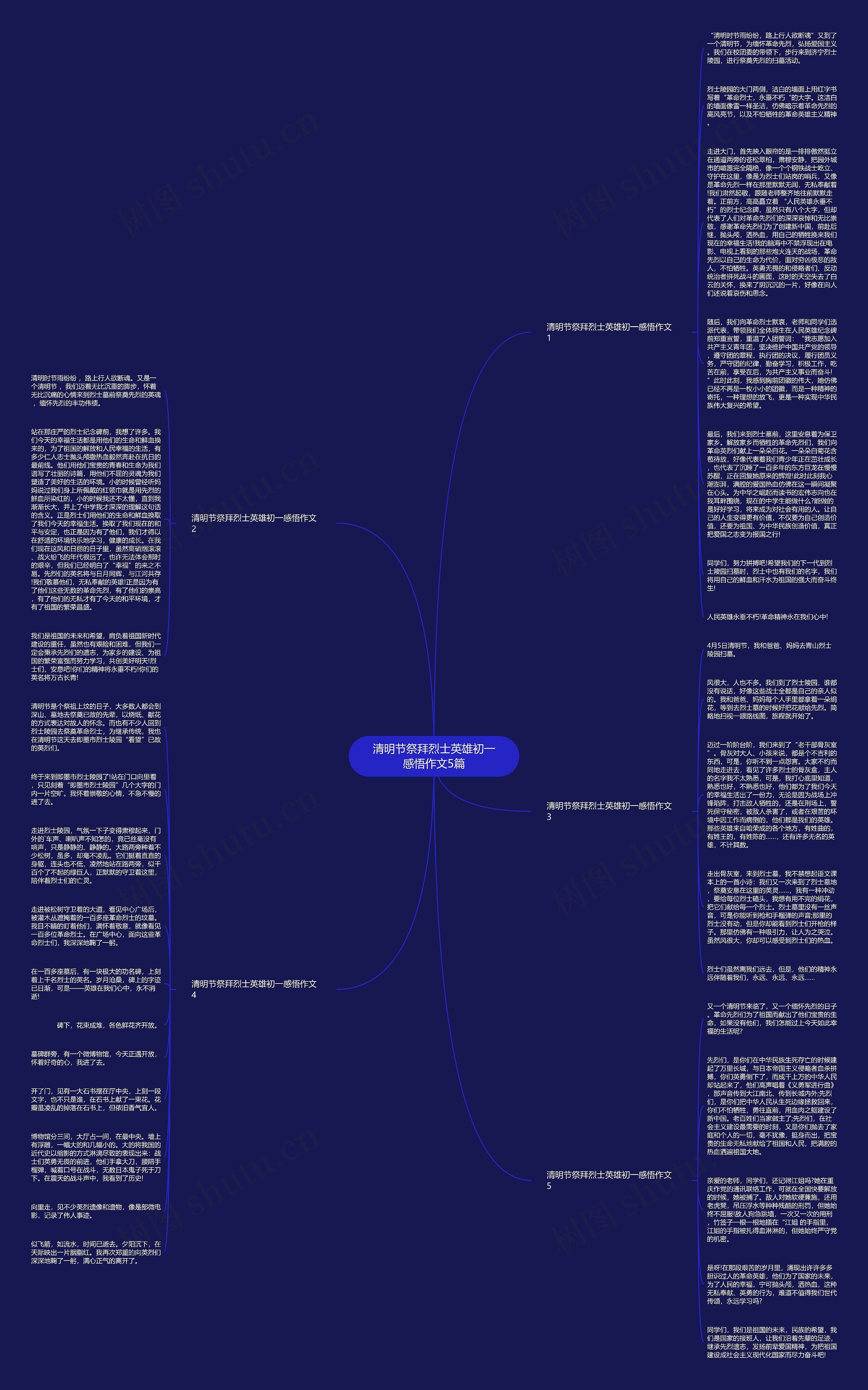 清明节祭拜烈士英雄初一感悟作文5篇思维导图