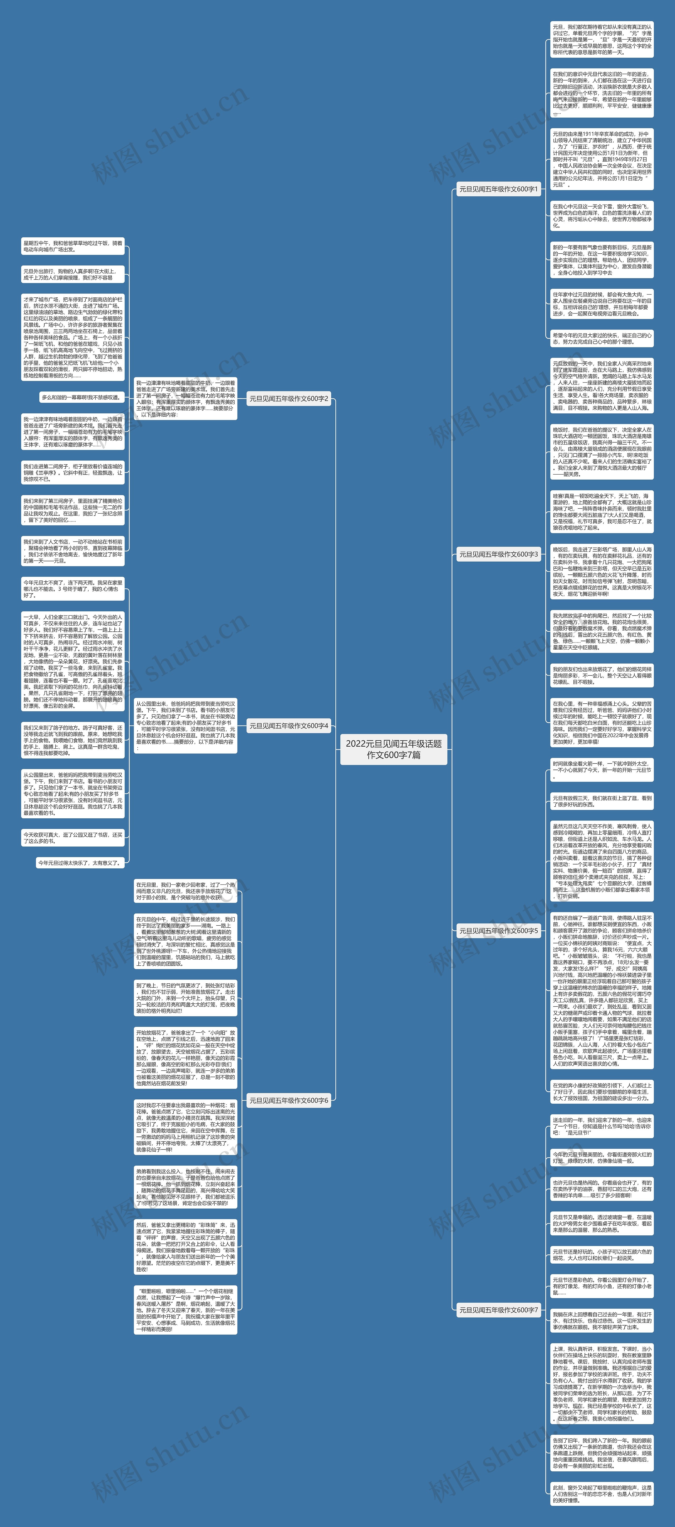 2022元旦见闻五年级话题作文600字7篇思维导图