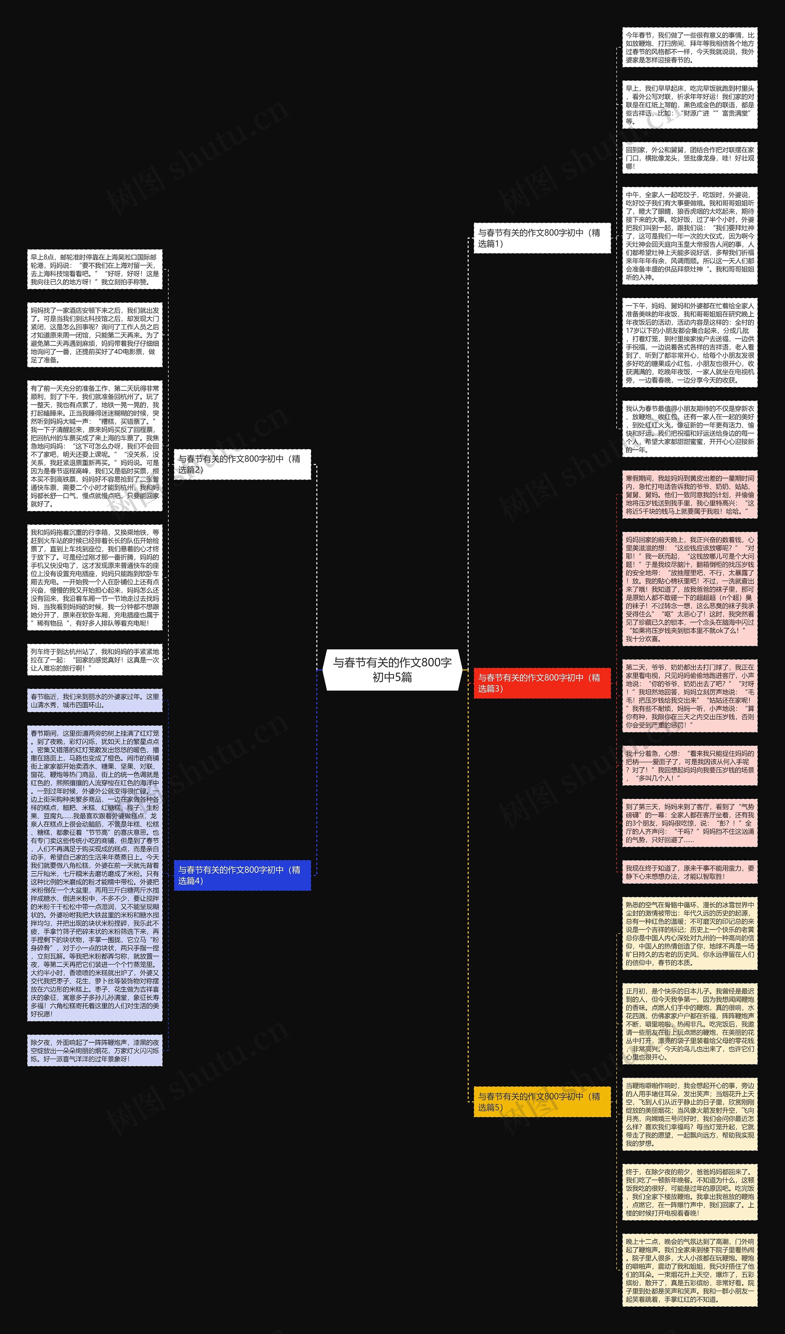 与春节有关的作文800字初中5篇思维导图