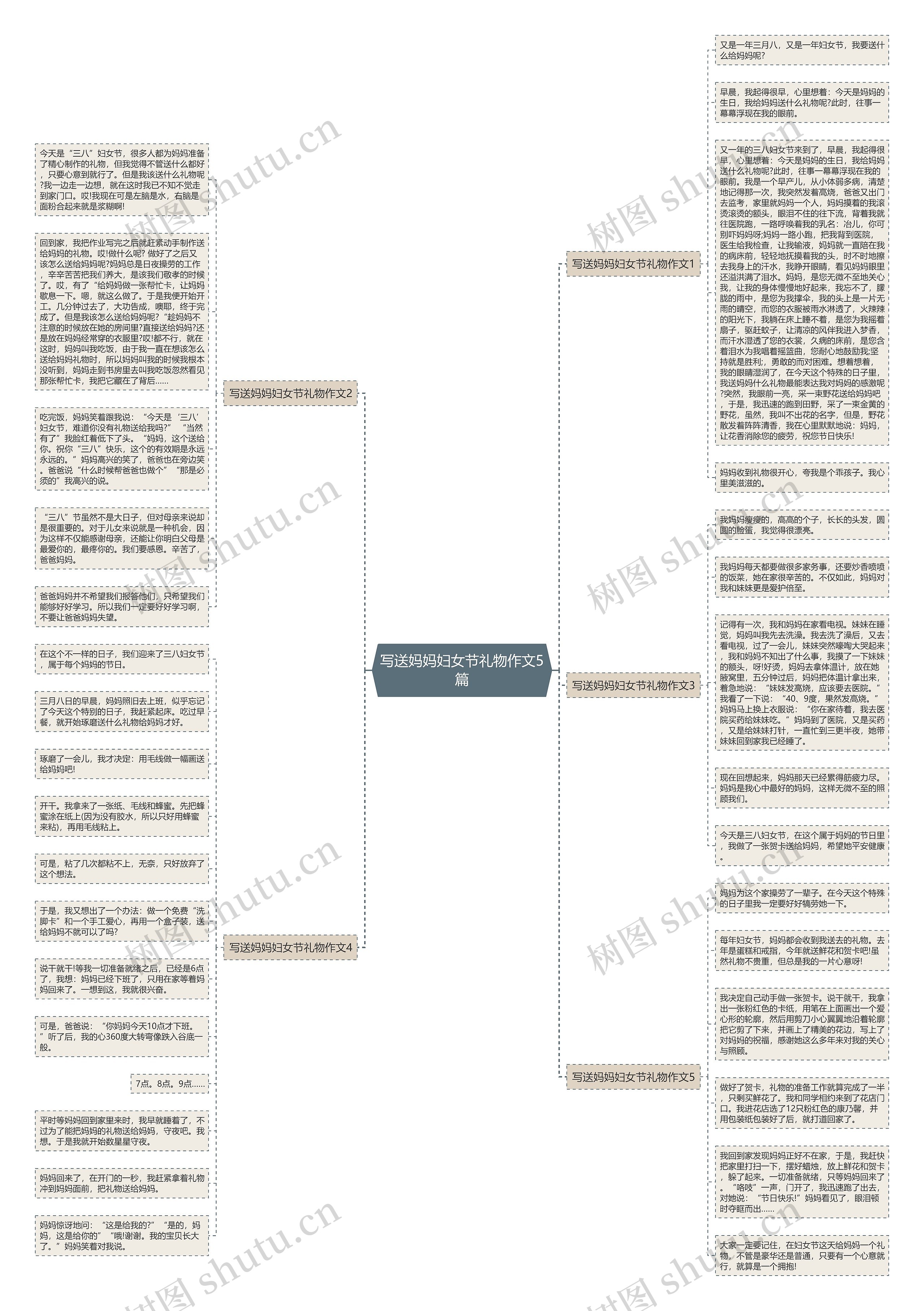 写送妈妈妇女节礼物作文5篇思维导图