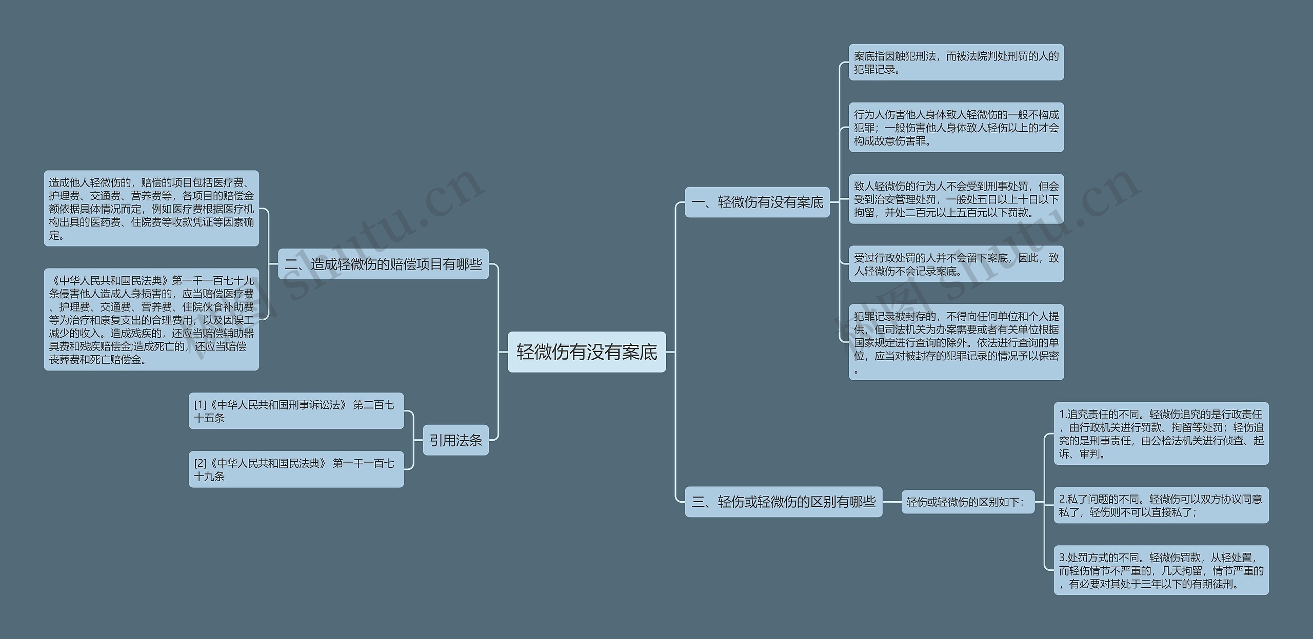 轻微伤有没有案底思维导图