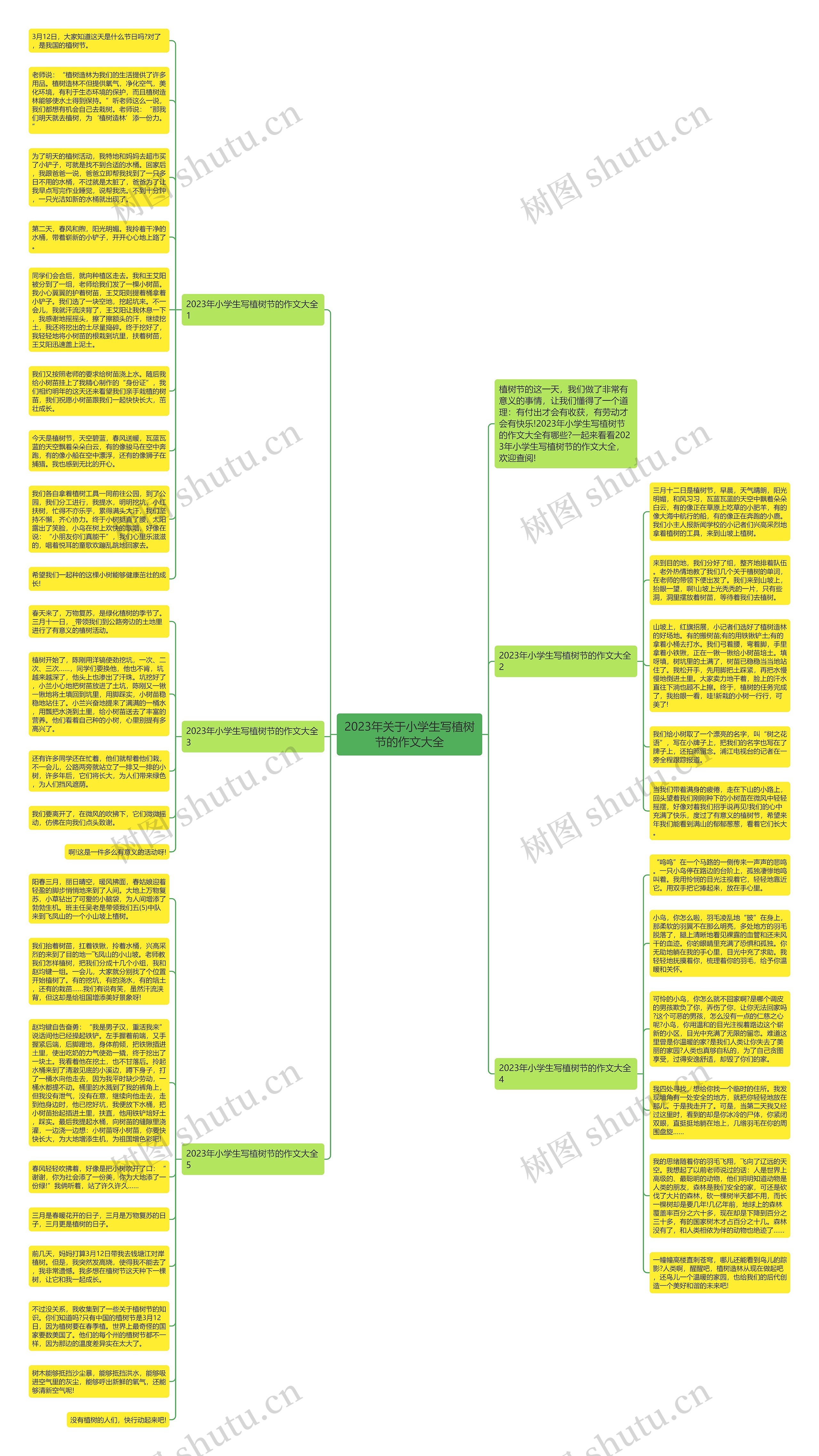 2023年关于小学生写植树节的作文大全思维导图