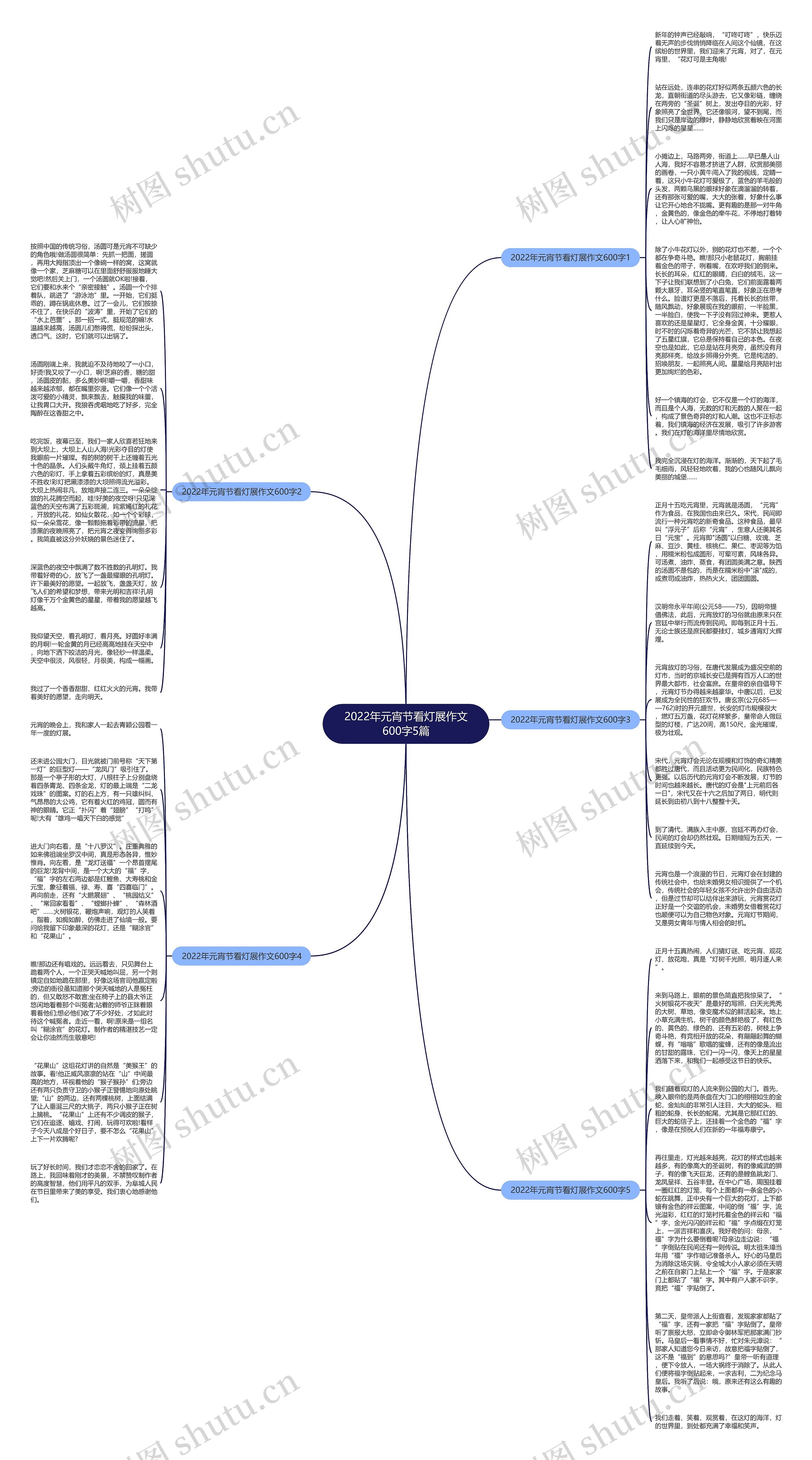 2022年元宵节看灯展作文600字5篇思维导图